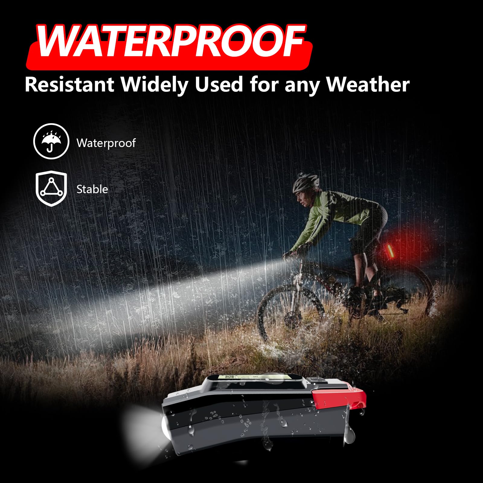 Bike Lights, Bicycle Light with Bike Computer Set,USB Rechargeable IPX4 Waterproof, Front LED Lights with Smart Battery Display & Horn Sounds, Integrated Speedometer & Odometer (Black)
