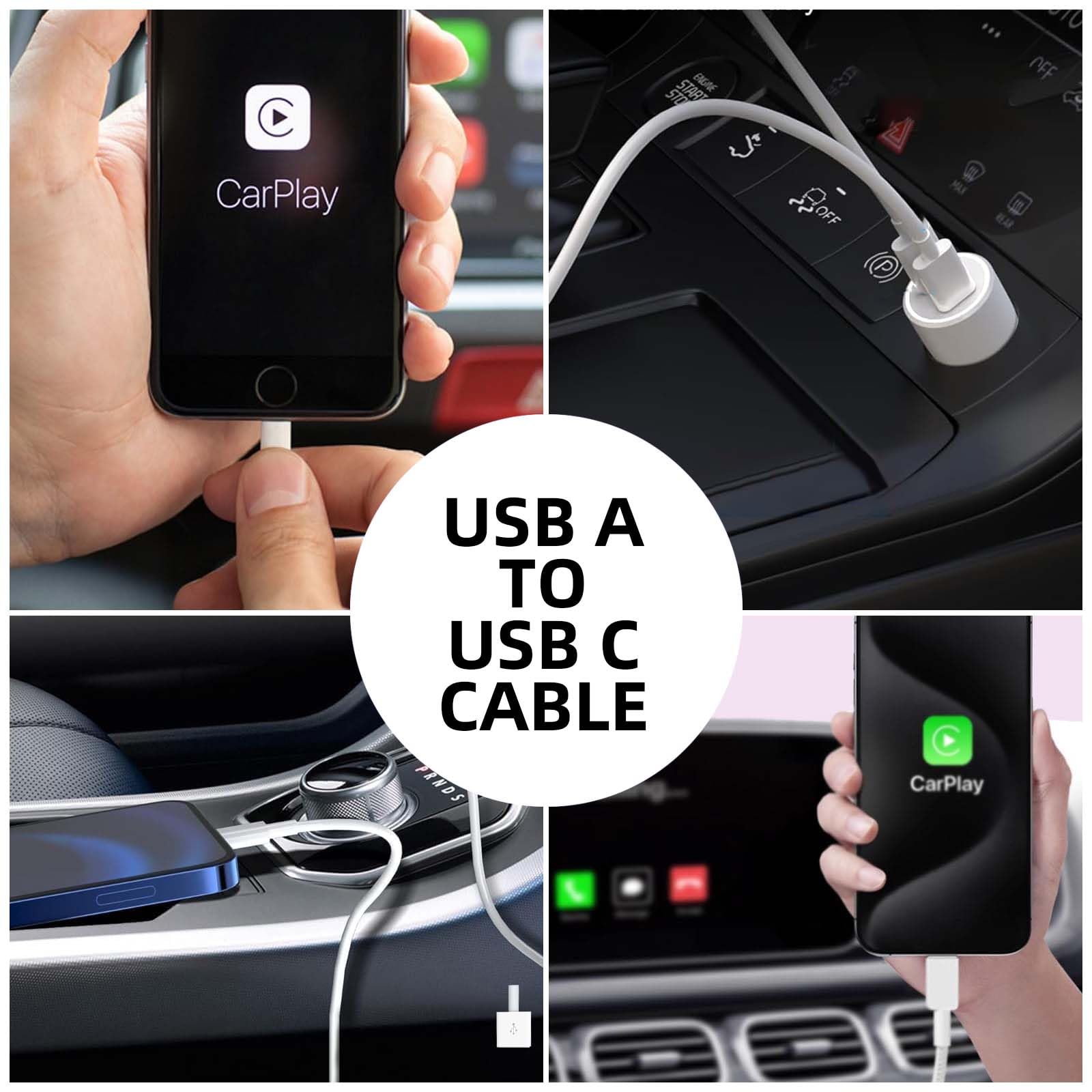 FTUINL Woven Car Carplay Cable for iPhone 16 15 USB A to USB Type C Charging Cable iPhone 16 15 Plus/Pro/Pro Max, New Airpod 4 4th, AirPod Max 2024 Pro 2 2nd Earbuds Charger 3ft