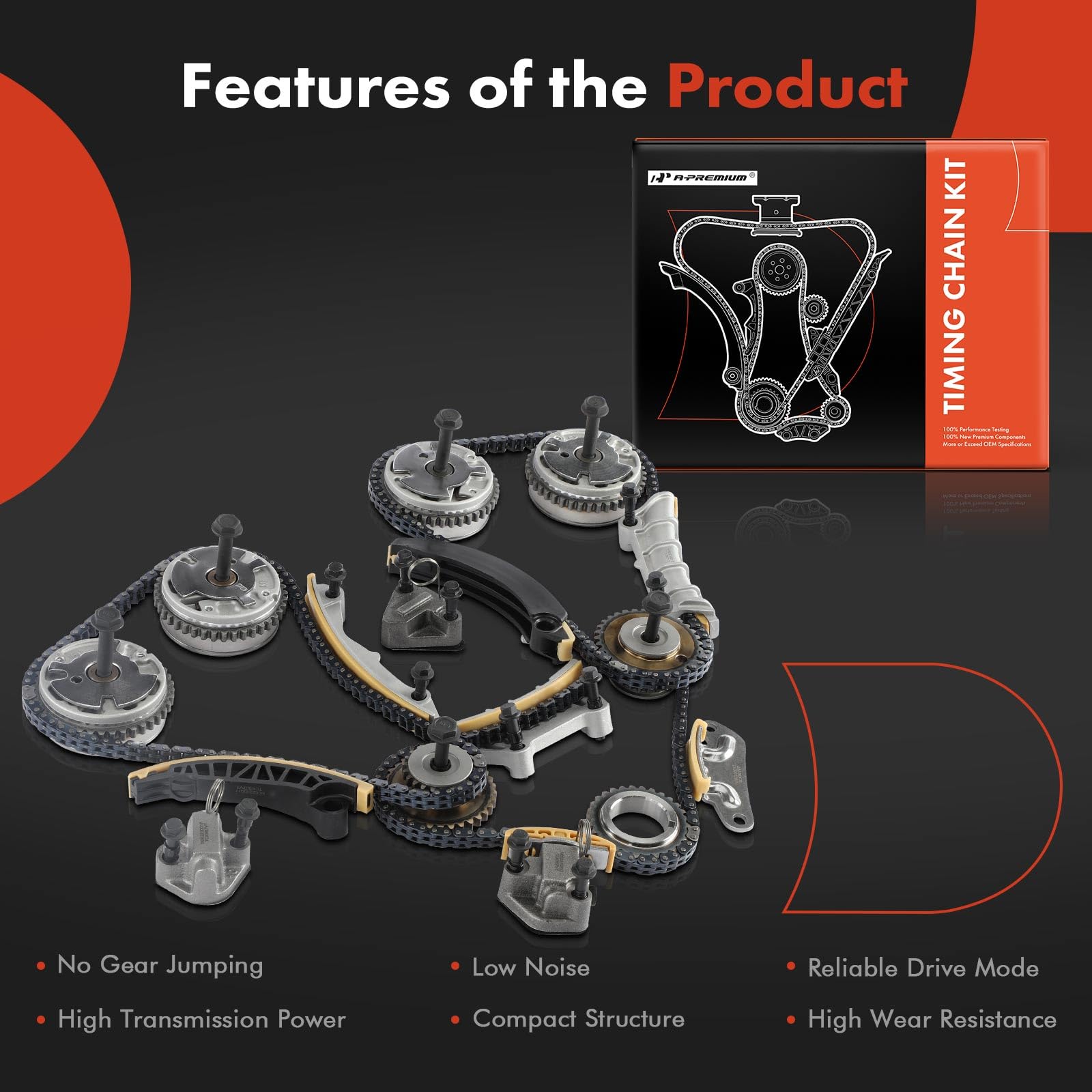 A-Premium Engine Timing Chain Kit W/VVT Sprocket [fits DOHC, V6 3.0L 3.2L 3.6L] Compatible with Chevy & GMC & Pontiac & Saab & Saturn & Suzuki & Buick & Cadillac, fits Equinox, Canyon, G6, XTS & More