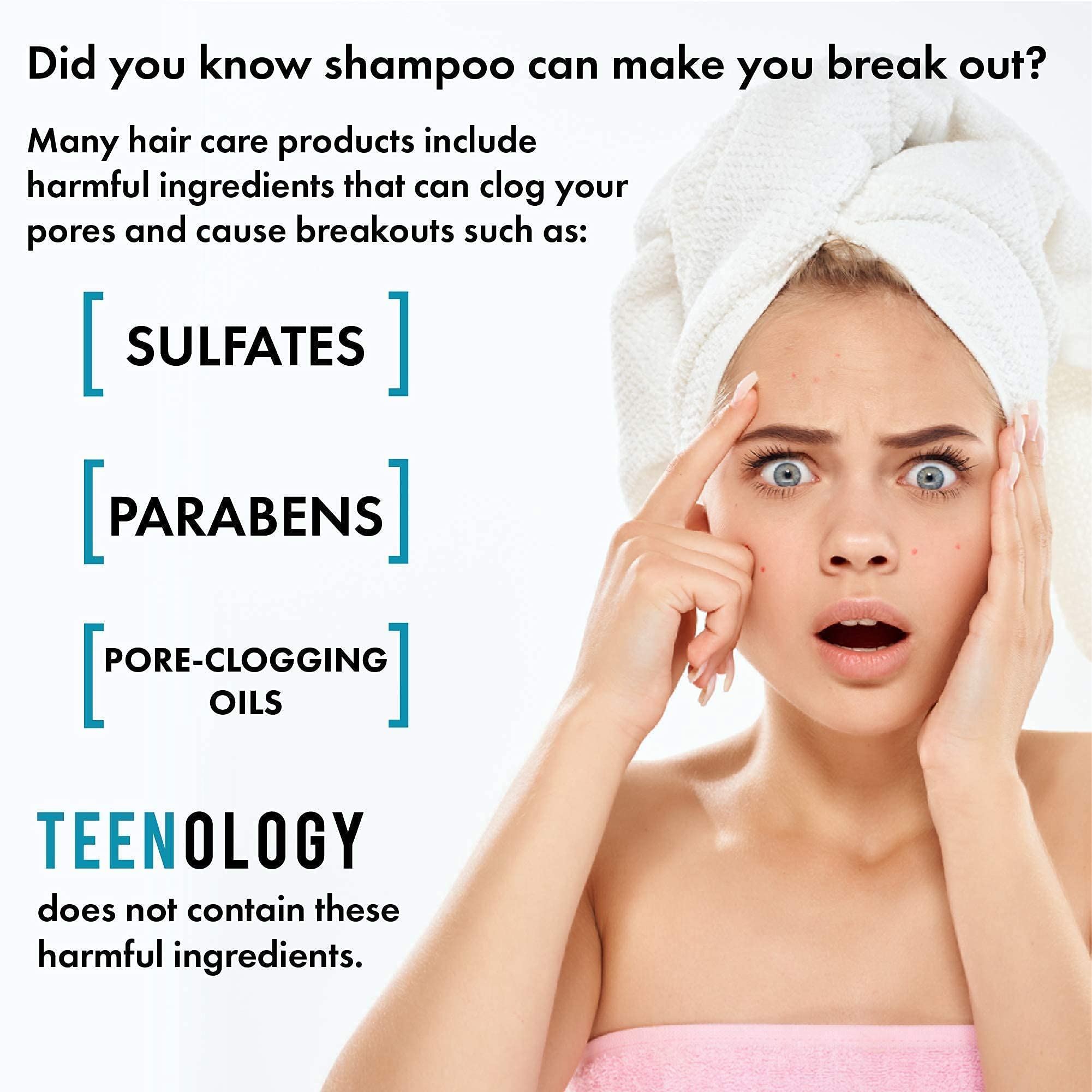 TEENOLOGY Shampoo and Conditioner Bundle (Save 5%) - Helps with Acne and Breakouts - Sulfate and Paraben Free, Noncomedogenic, Natural Botanical Extracts, Vanilla Almond - 16 oz.