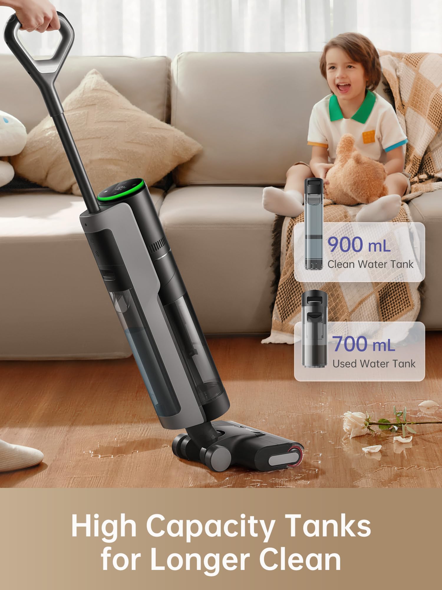 dreame H12 PRO Wet Dry Vacuum Cleaner, Cordless Vacuum Mop Smart Floor Cleaner for Hard Floors, One-Step Edge to Edge Cleaning with Hot Air Drying