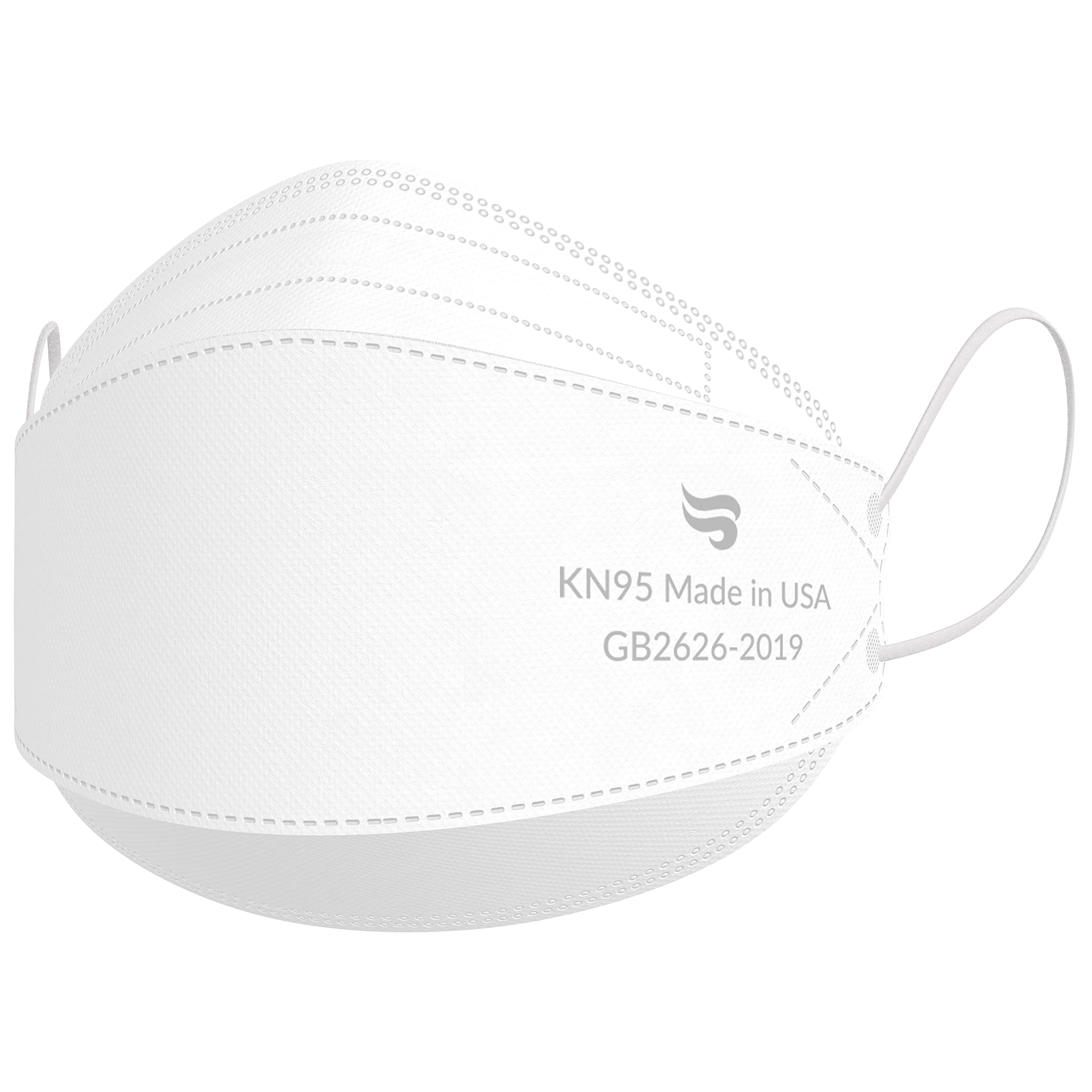 Breatheze KN95 Face Masks Made In USA FDA Registered - Disposable KN95 Mask - 3D Style, White 50-pack