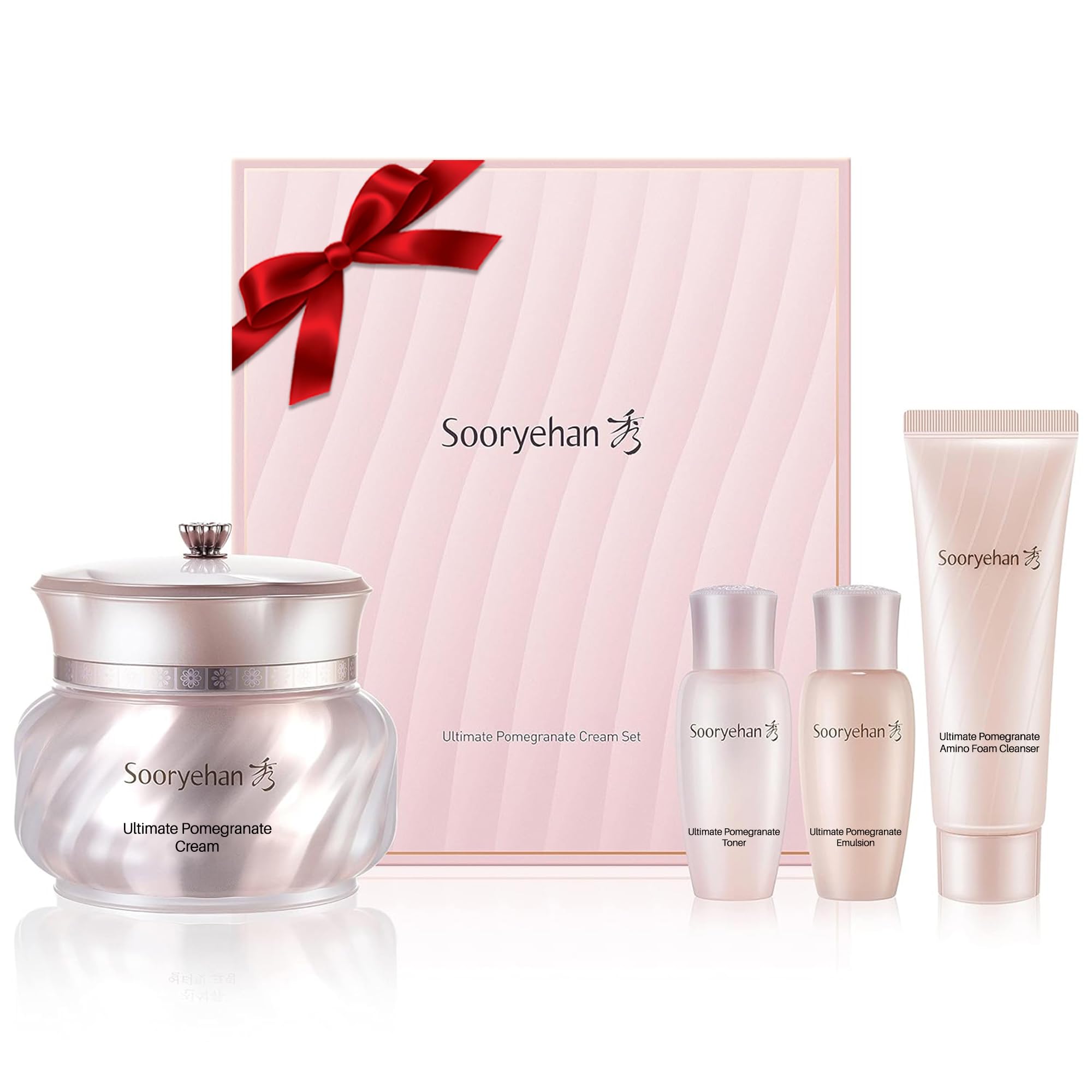 Sooryehan Ultimate Pomegranate Facial Cream Gift Set, 4.4fl oz) - Korean Skin Care. Skin Elasticity, Blemish and Skin Tone Improvement, Collagen, Elastin & Vitamin C.