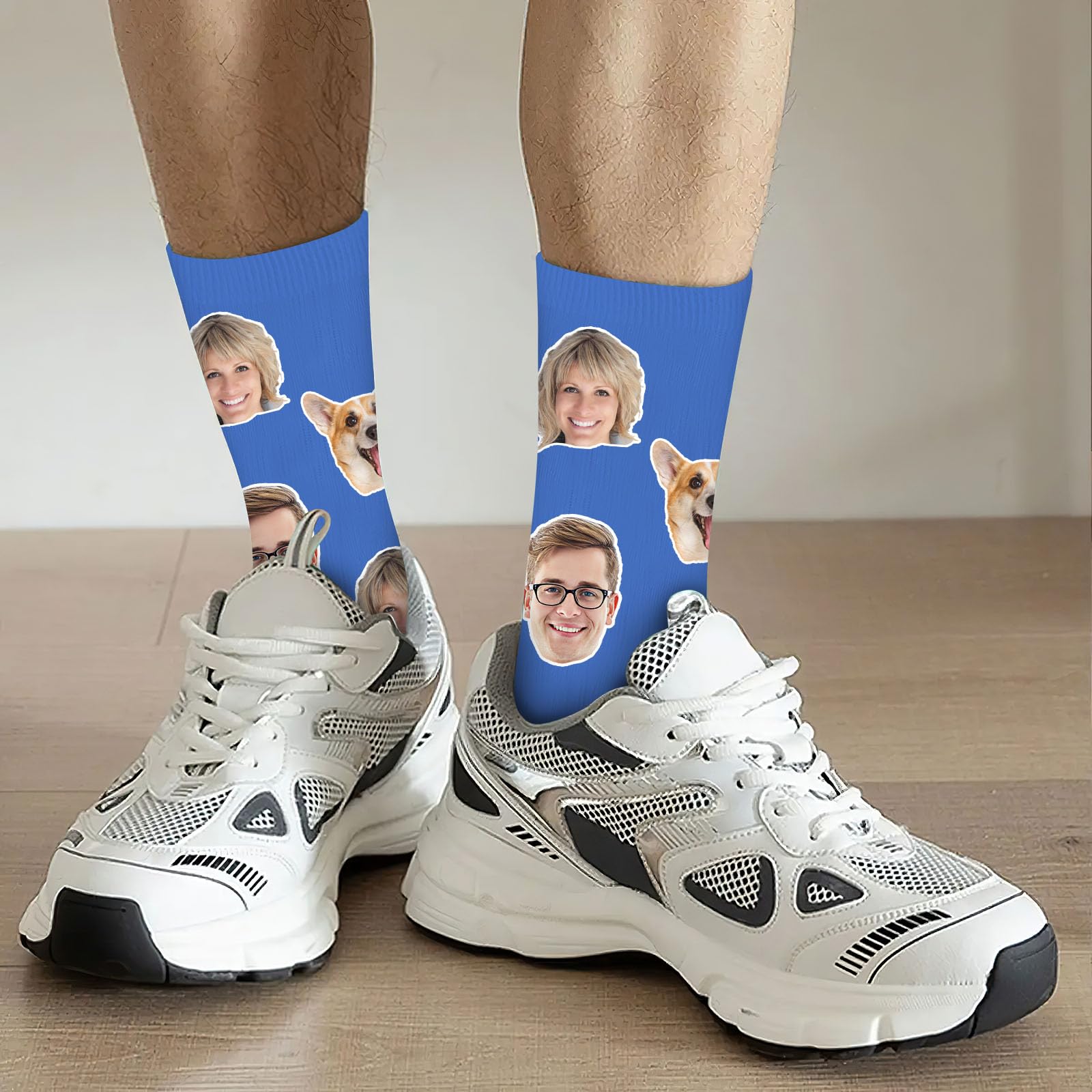 Laffyett Custom Socks with Photos,Personalized Novelty Socks with Faces, Customized Pictures Socks for Men,Customized Crew Socks Colorful Fun Gift for Adult