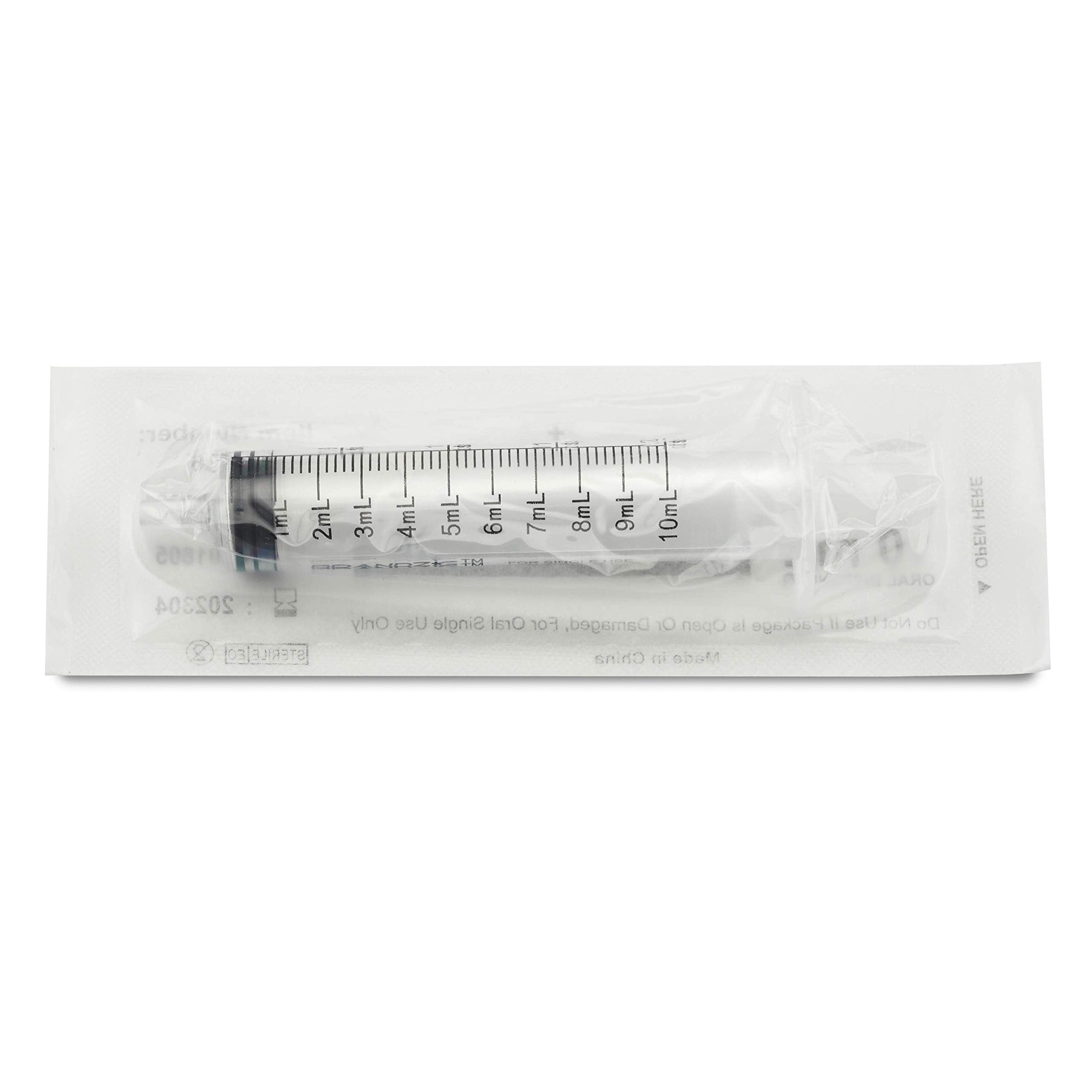 10ml Oral Syringes - 100 Pack – Luer Slip Tip, No Needle, Individually Blister Packed - Medicine Administration For Infants, Toddlers and Small Pets (No cover)