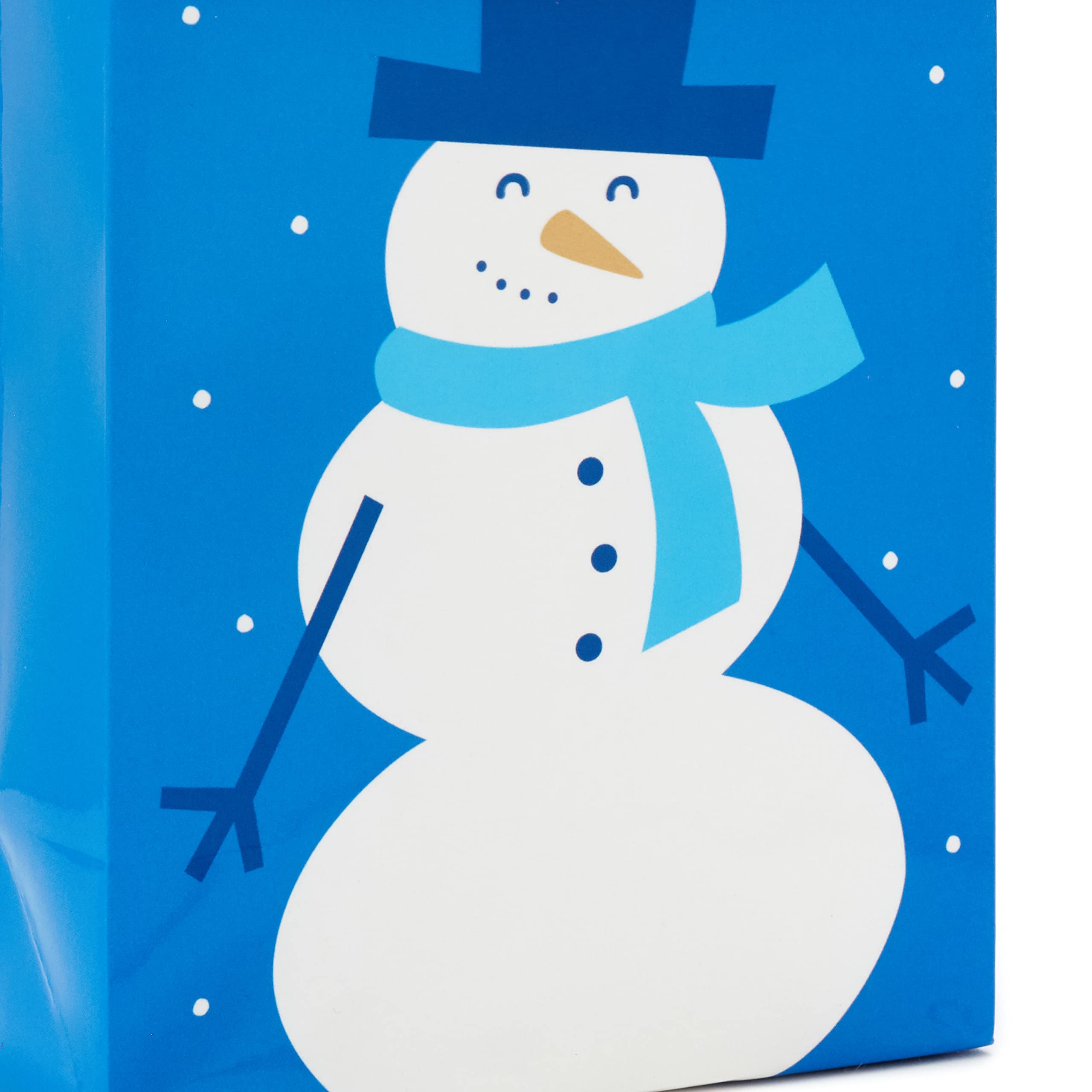 Image Arts 5" Small Gift Bags Bulk (10 Blue and White Bags, Snowflakes, Stripes, Snowmen, Polka Dots) for Kids, Coworkers, Gift Cards, Party Favors