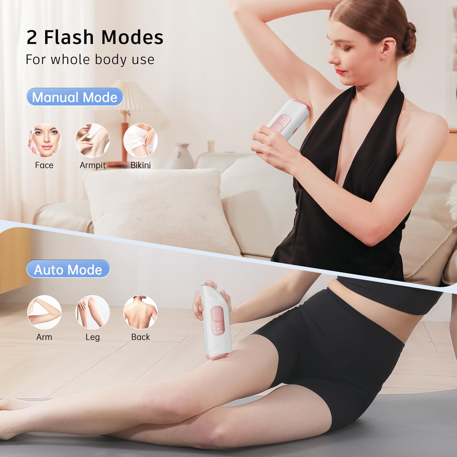 Laser Hair Removal,Laser Hair Removal for Women, 999999 Flashes,Hair Removal Device,ipl laser hair removal for Facial Legs Arms Whole Body Use (White-Rose Gold)