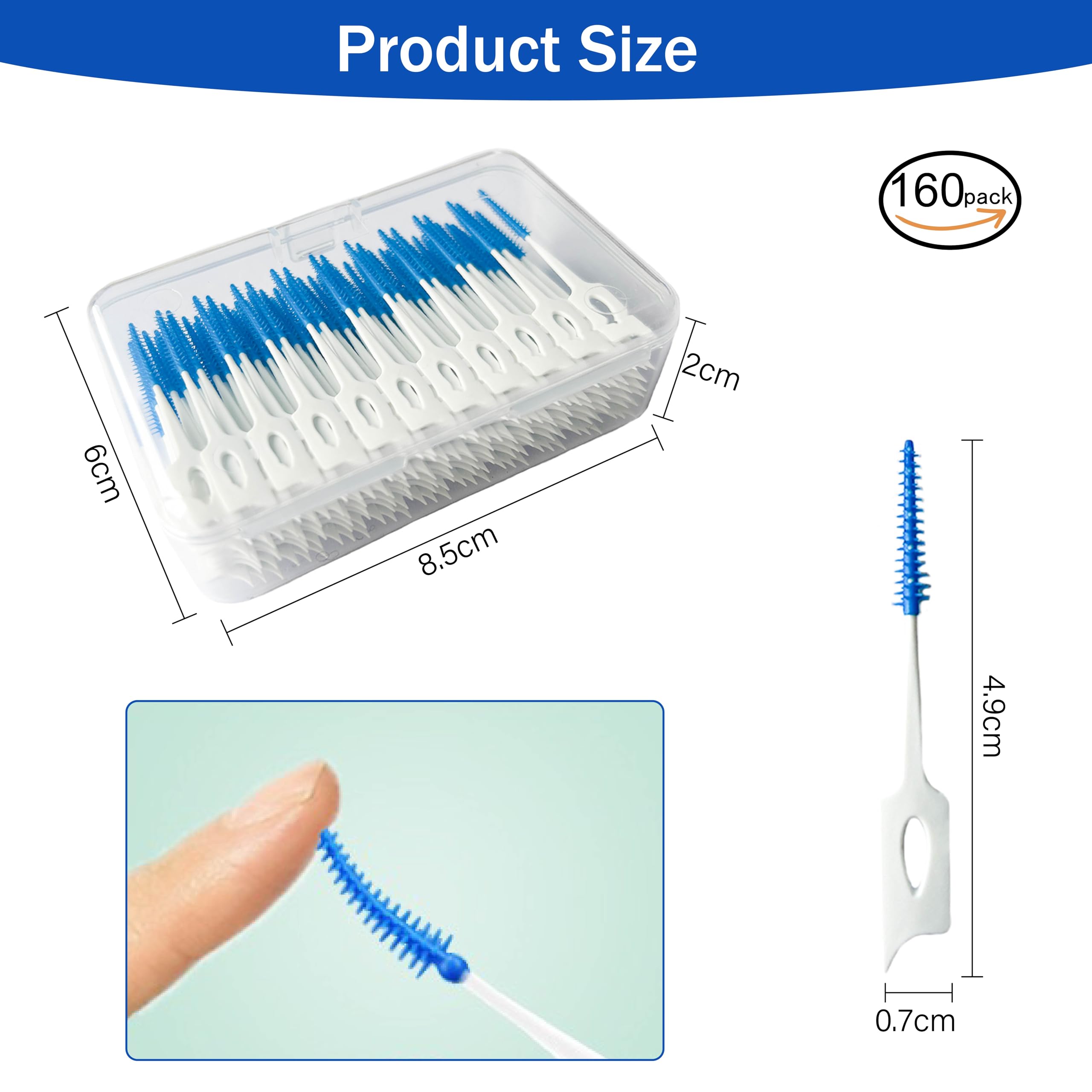 Ndzefan160PCS Portable Silica Gel Toothpick Toothbrush Original Suitable for Oral Care of Adults and Children,Toothpick Brushes Teeth Cleaning Tool (Blue)
