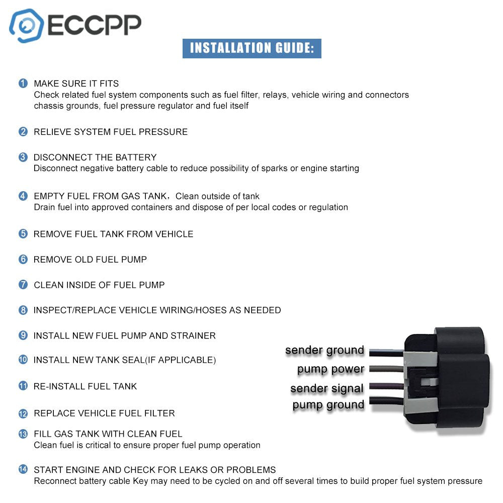 ECCPP Fuel Pump Replacement E2237S Compatible with Ford Vehicles - 4.2L 4.6L 5.4L, F-150 F150 1999-2003, F-250 F250 1999, F-150 Heritage 2004, Naturally Aspirated