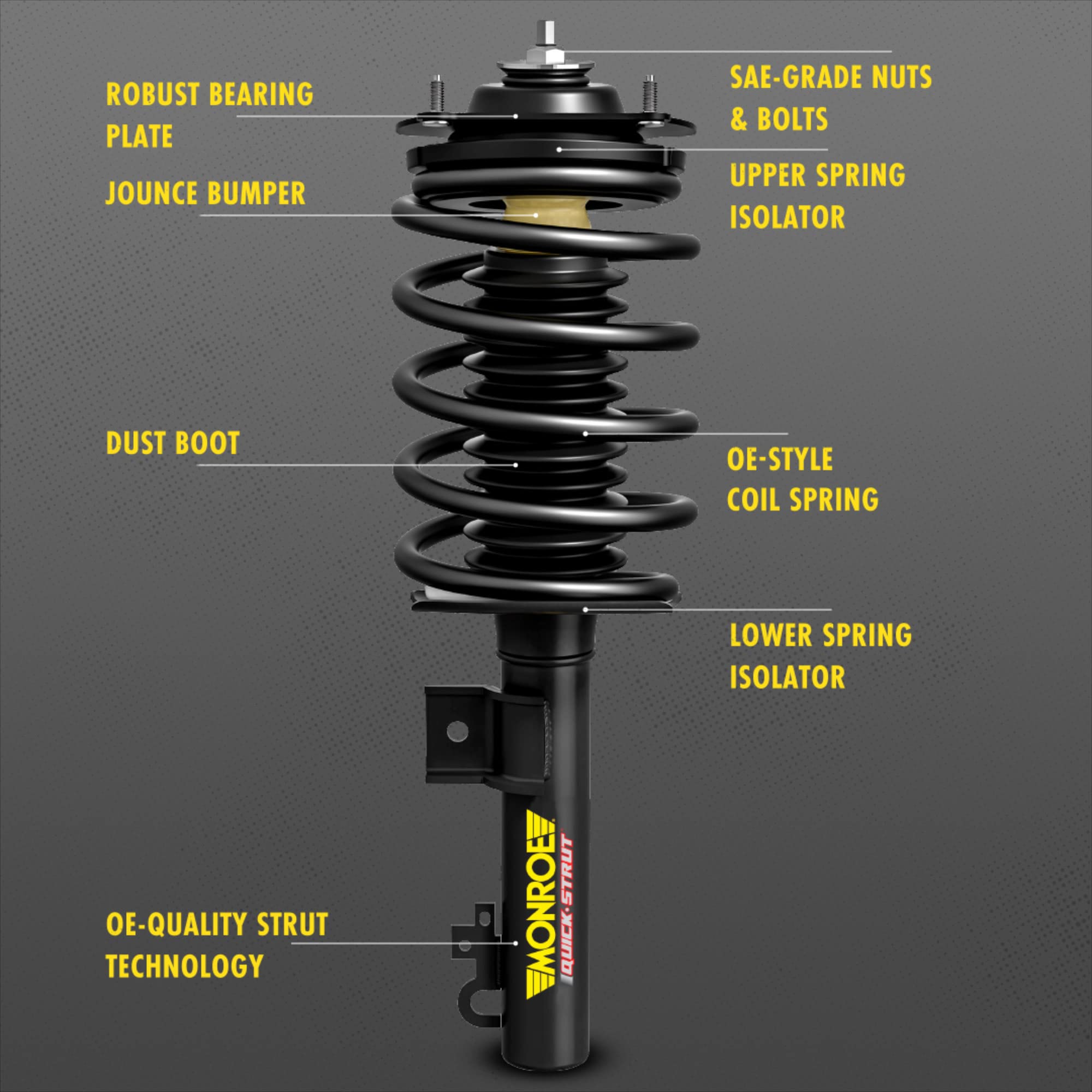 Monroe Shocks & Struts 772665 Monroe Quick-Strut Complete Strut Assembly Suspension Strut and Coil Spring Assembly