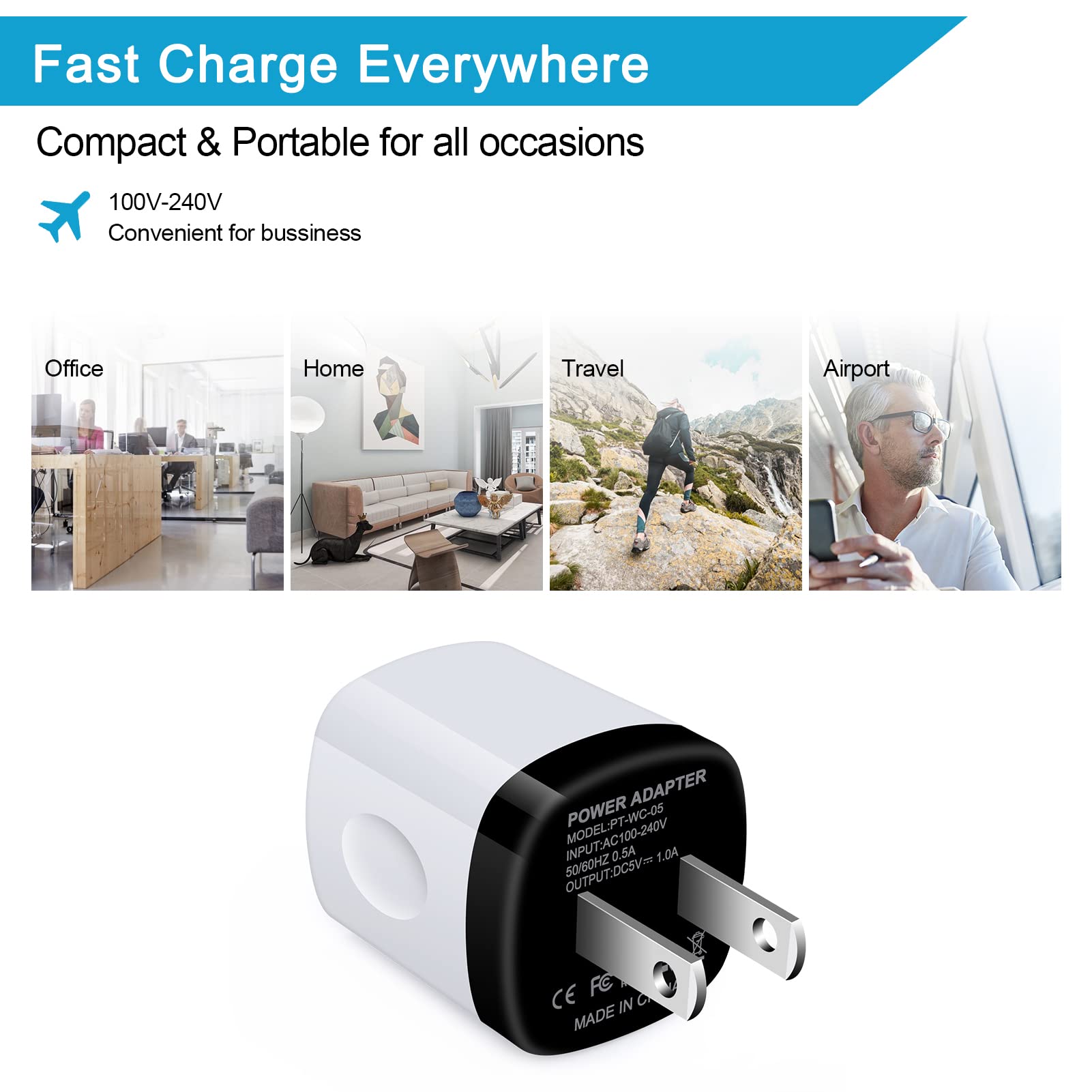 Charging Block,Charger Box,5Pack Travel Single Port USB Wall Charger Brick Cubes for iPhone 16/15/14/13/12/X/8/8 Plus/7/6S,Samsung Galaxy S24 S23 S22 A14 S10e S10 S9 S8/S7/S6/Note 9/8,LG G8 G7,Moto