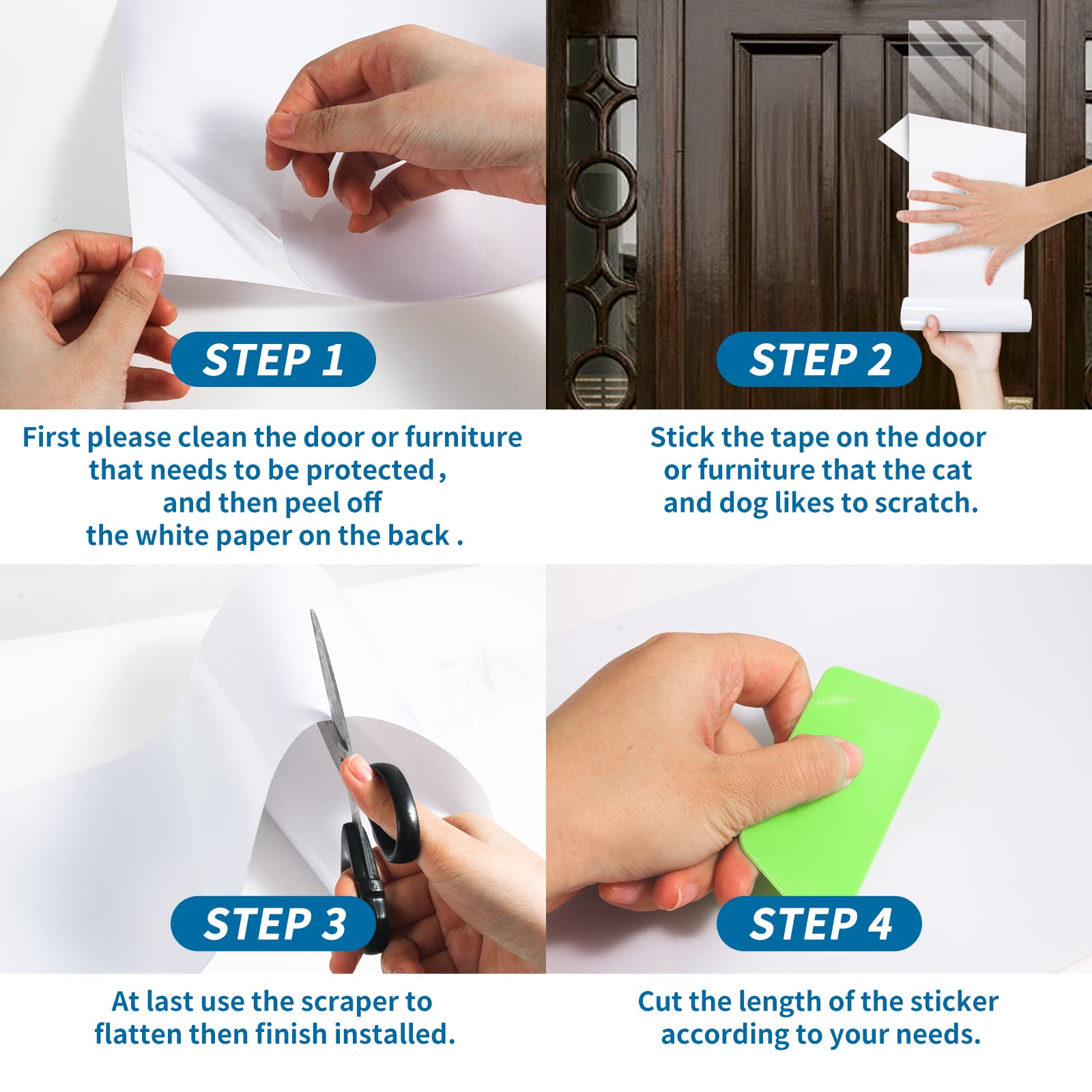 Door Protector from Dog Scratching, Clear Heavy Duty Flexible Door Claw Shield, Anti-Scratch Guard for Furniture, Window, Wall – cat Scratch Furniture Protector - (118in X 8.3in)
