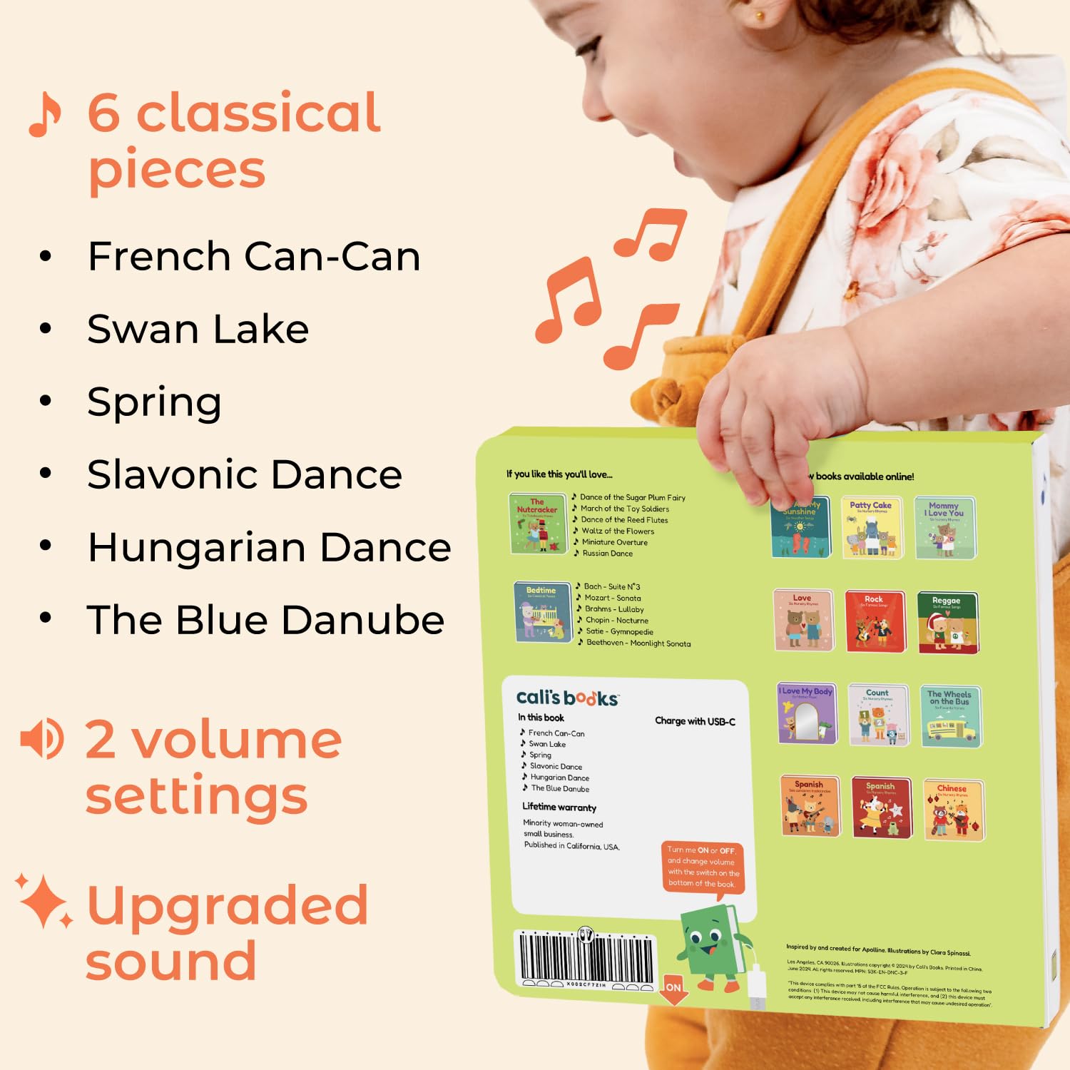 Cali's Books Dance to Classical Music - Children's Music Book for Boys & Girls - Educational & Interactive Sound Book for Babies & Toddlers Ages 2 -4 - Musical Birthday Gifts for Kids