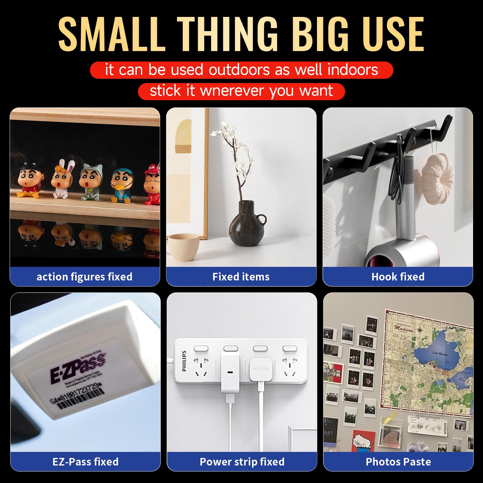 PHIXBEAR-Extrge Large Clear Poster Putty, Mounting Squares Removable No Damage (1 X 1.2in 20 PCS) Made of 3M, Waterproof Heat Resistant, Heavy Duty Double Sided Adhesive Dots,Mounting Putty, Home, Car