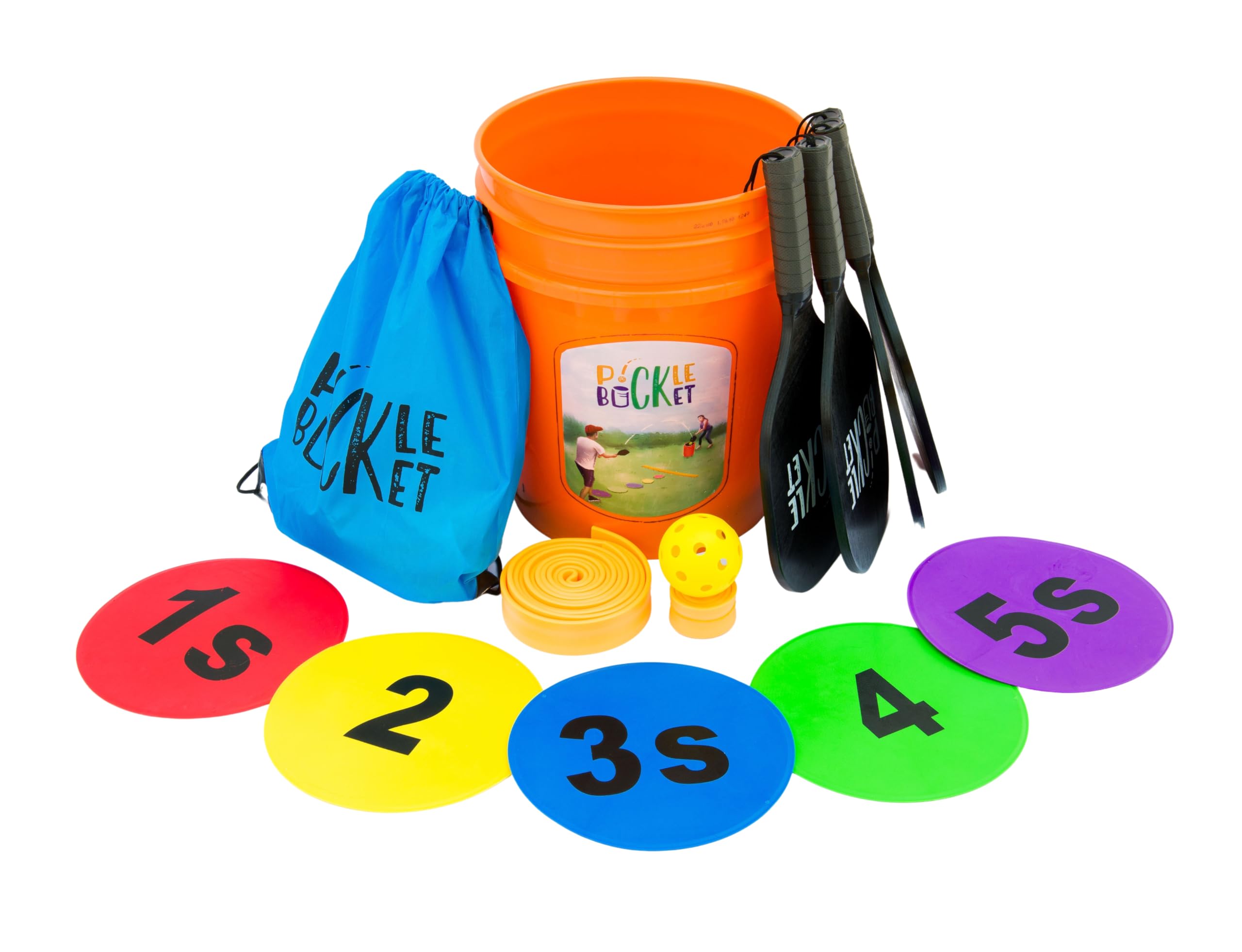 Pickle Bucket Backyard Game Set for Pickleball (4 Paddle Set)- Pickleball Outdoor Yard Game and Beach Game