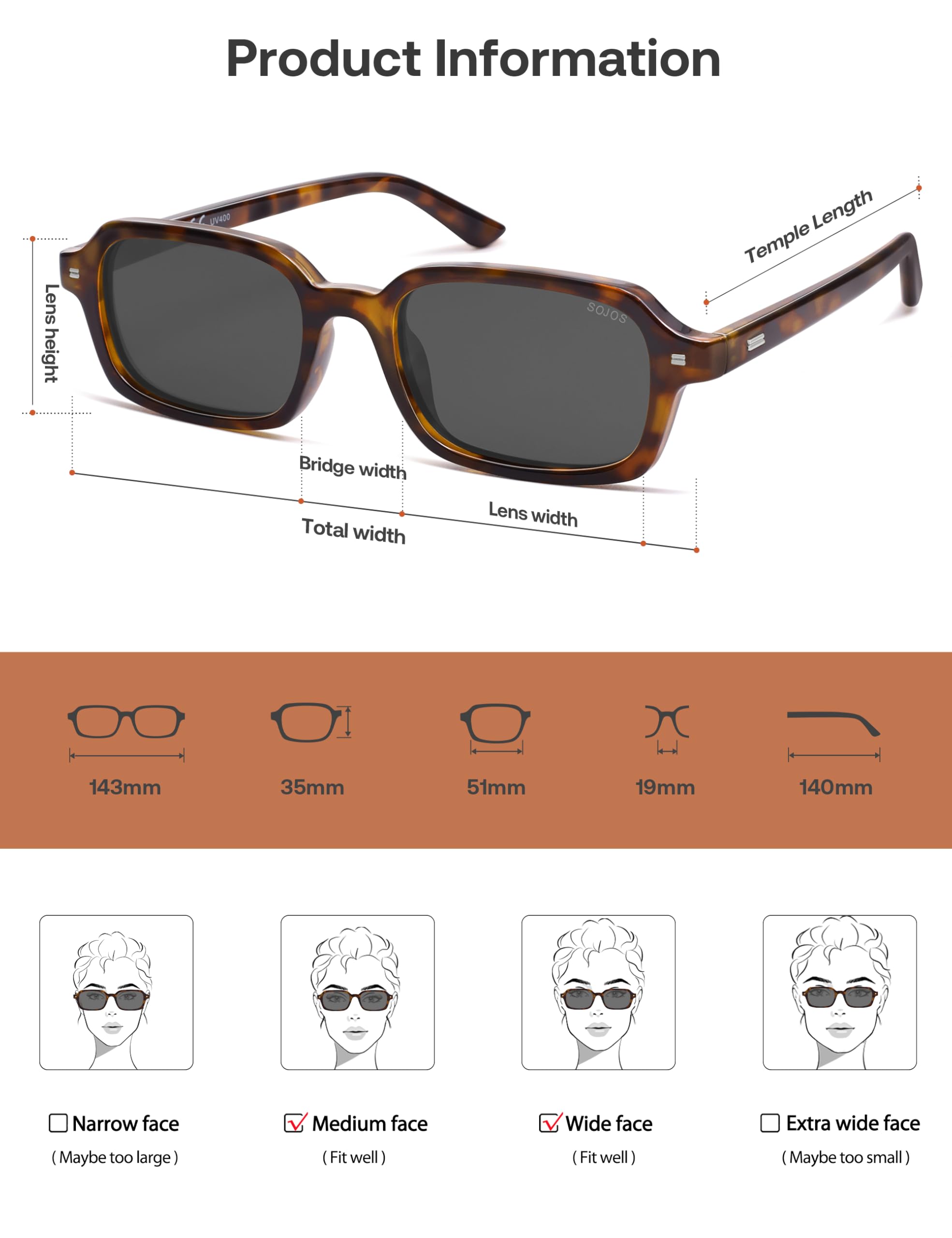 SOJOS Trendy Rectangle Polarized Sunglasses for Women Men, Retro Small Thin Slim Narrow Square Sunnies SJ2610, Brown Tortoise/Grey