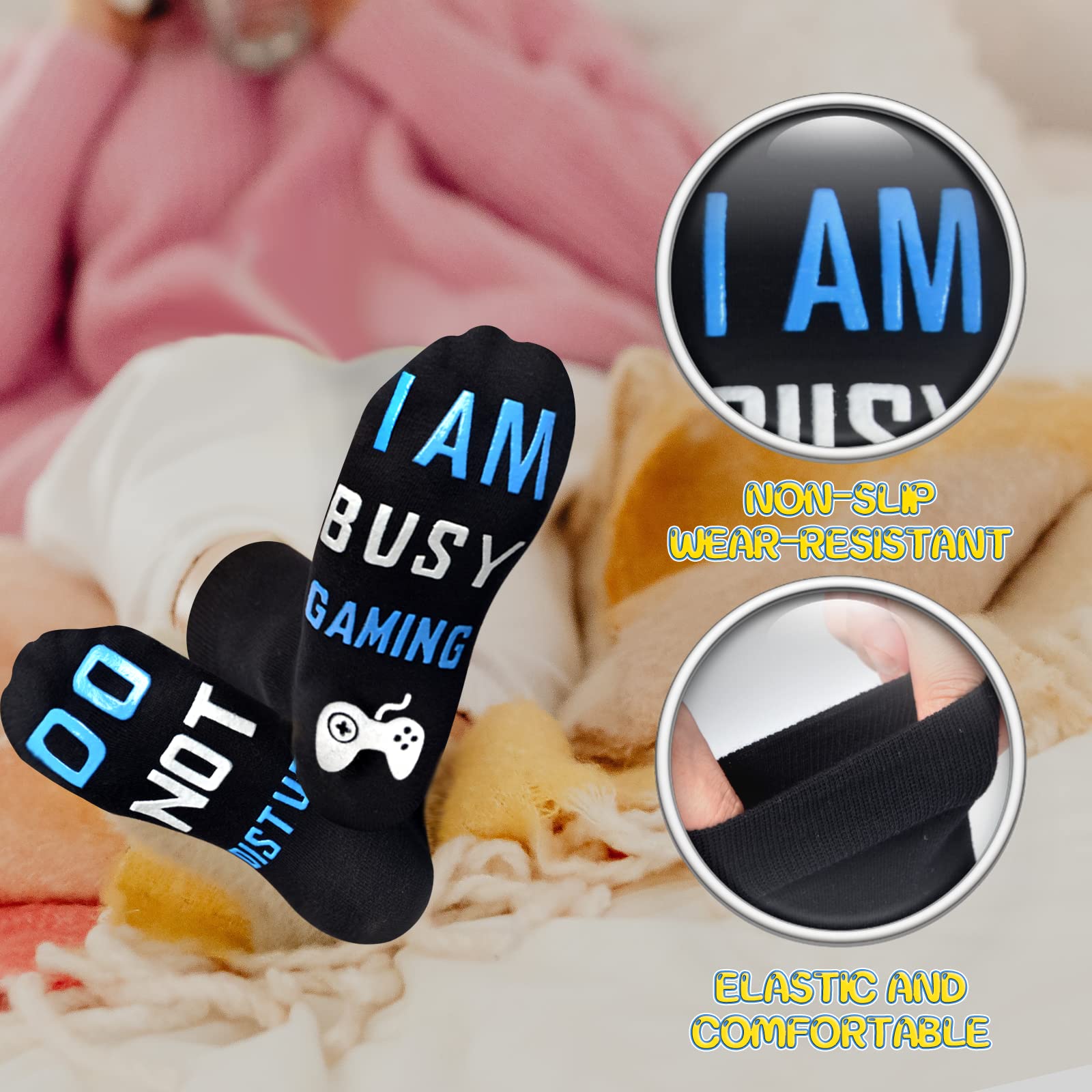 Christmas Stocking Stuffers Gifts for Boys - Funny Gaming Socks for Him Gamer Sock Novelty Gifts for Boys Mens Dad Father