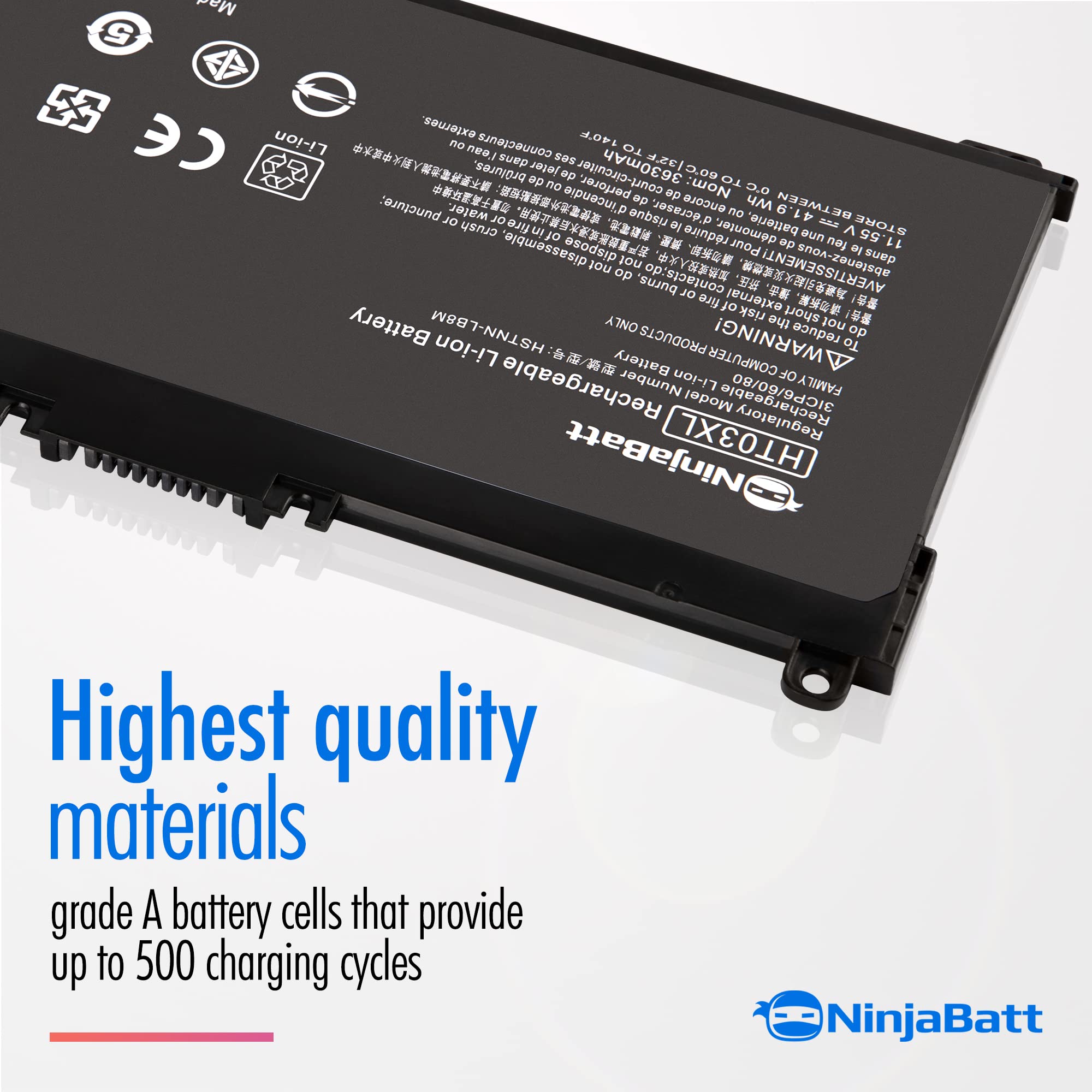 NinjaBatt HT03XL L11119-855 HW03XL 7265NGW Laptop Battery for HP Pavilion 15-DB Series14M-DH0003DX 14M-DH1003DX 15T-CS200 15-DY0013DX 15-DY1023DX 15-DY1751MS 15-CS3073CL 17-BY3613DX 15Z-CW100 LPD1071