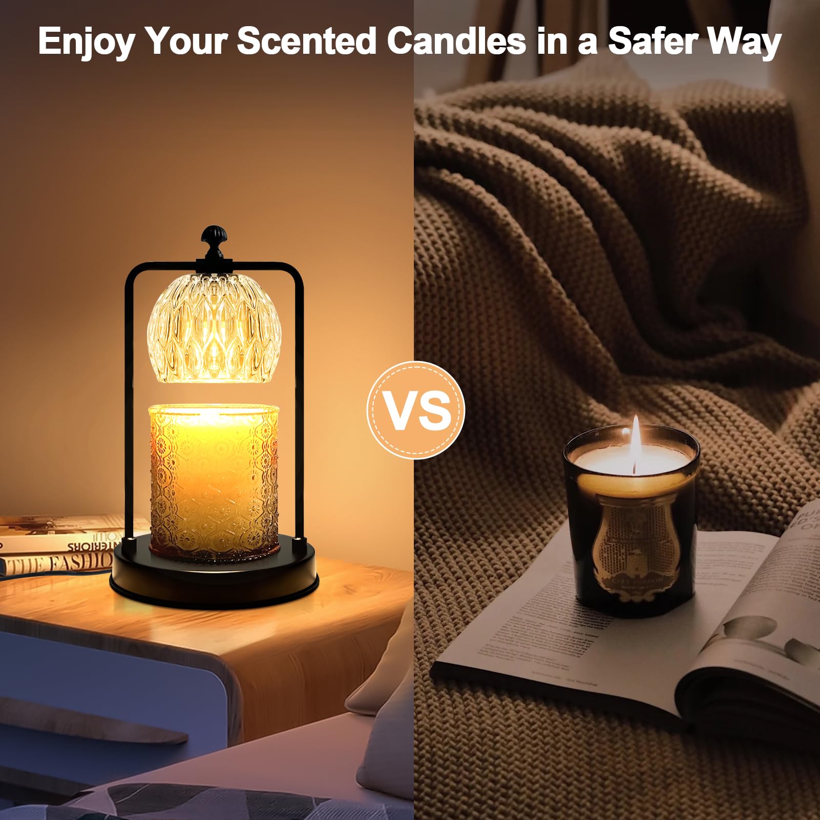 Qoyntuer Candle Warmer Lamp with Timer, Glass Electric Candle Warmer, Dimmable Candle Lamp for Home Decor, Gifts for Women Christmas/Birthday/Housewarming/Valentine's Day