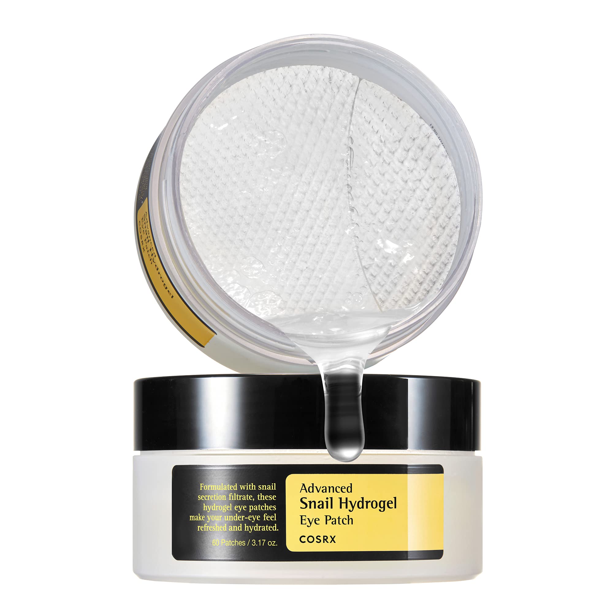 COSRX Advanced Snail Hydrogel Eye Patch (60pc), Gel Serum Mask, Puffy Under Eye Treament, Fine Lines, Refresh, Hydrate, Korean Skin Care
