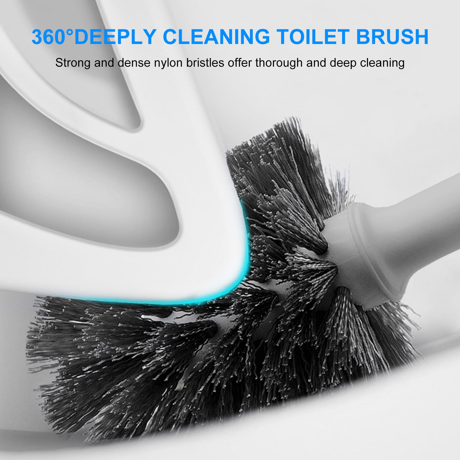 SetSail Toilet Brush and Plunger Set, 3 Pack Toilet Plungers for Bathroom Heavy Duty Toilet Bowl Brush and Holder Hidden Toilet Plunger and Brush Set for Deeply Cleaning - White & Grey