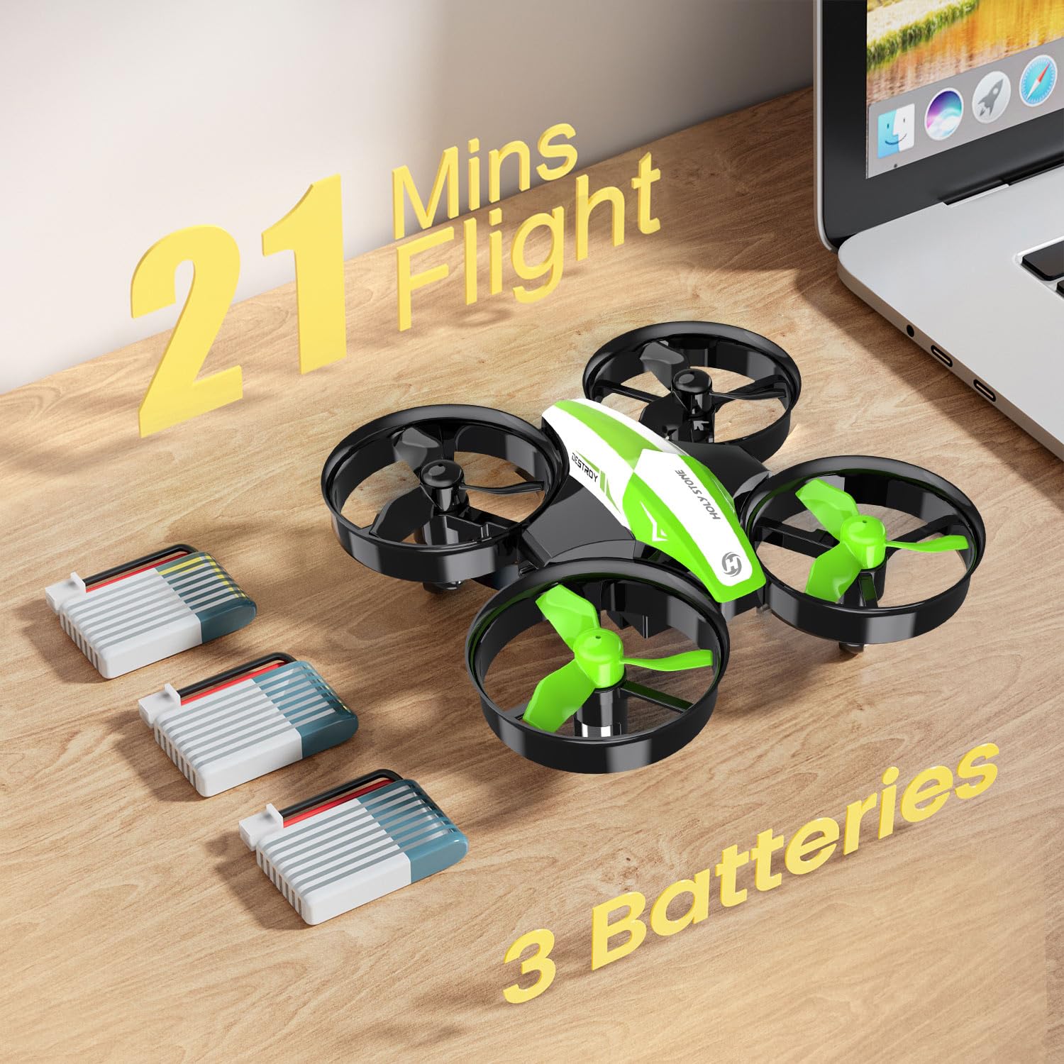 Holy Stone Mini Drone for Kids and Beginners, Indoor Outdoor Quadcopter Plane for Boys Girls with Auto Hover, 3D Flips, 3 Batteries, Headless Mode, Great Gift Toy for Boys and Girls, Green