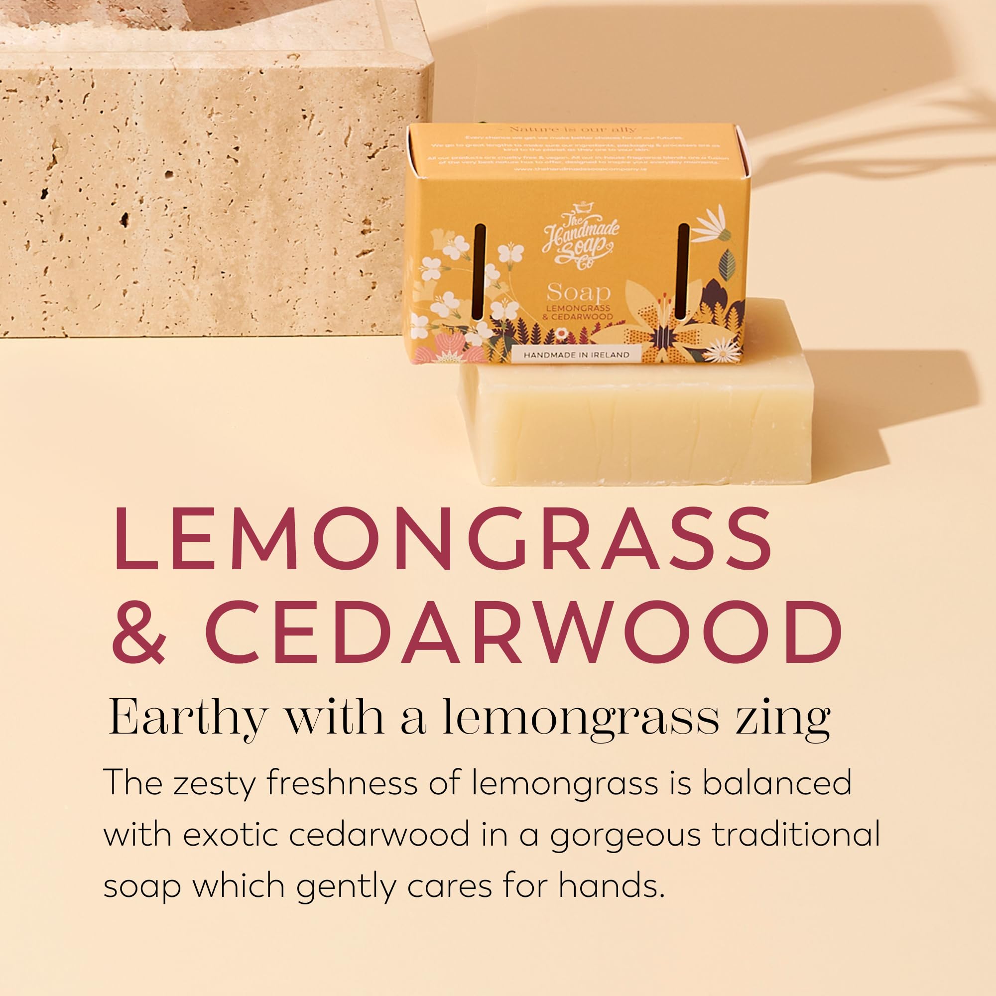 The Handmade Soap Company Soap Bar, Lemongrass & Cedarwood Handmade Bar of Soap, Natural Bar Soap, Organic Bath Soap, Cruelty Free & Vegan Hand Soap Bar, 3.5 oz