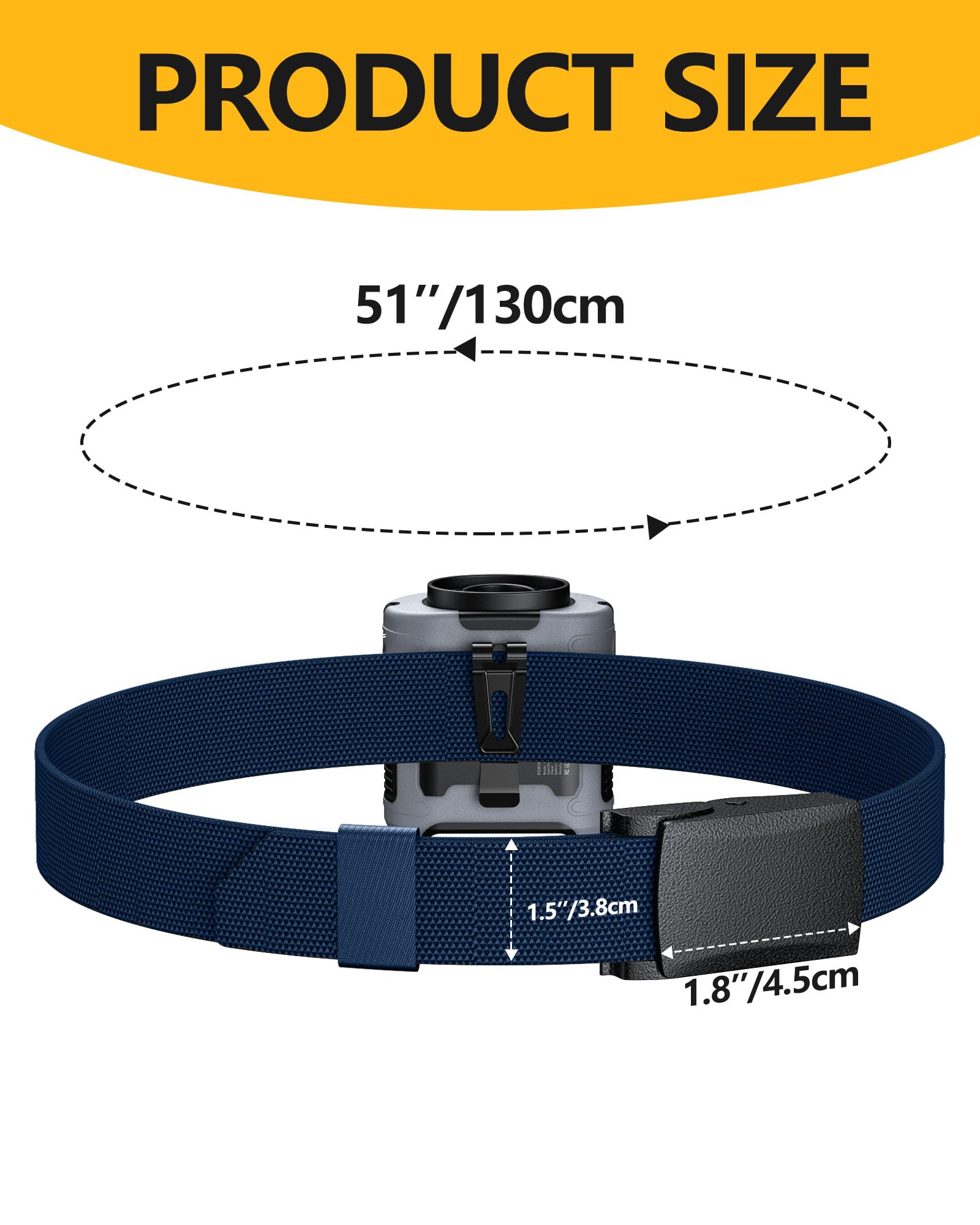 morsisho 1 Pack Red Portable Waist Fan and 1 Pack Dark Blue Tactical Nylon Belt