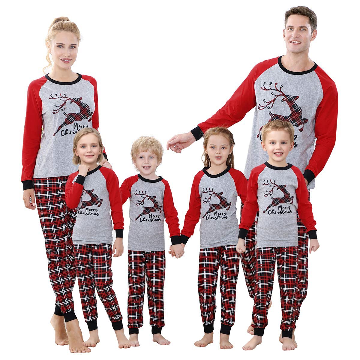 Joyond Kids Family Matching Christmas Holiday Sets, Snug Fit 100% Cotton, Adult, Men, Women, Big Kid, Toddler,Pajama Set, Christmas Jumping Reindeer, Small