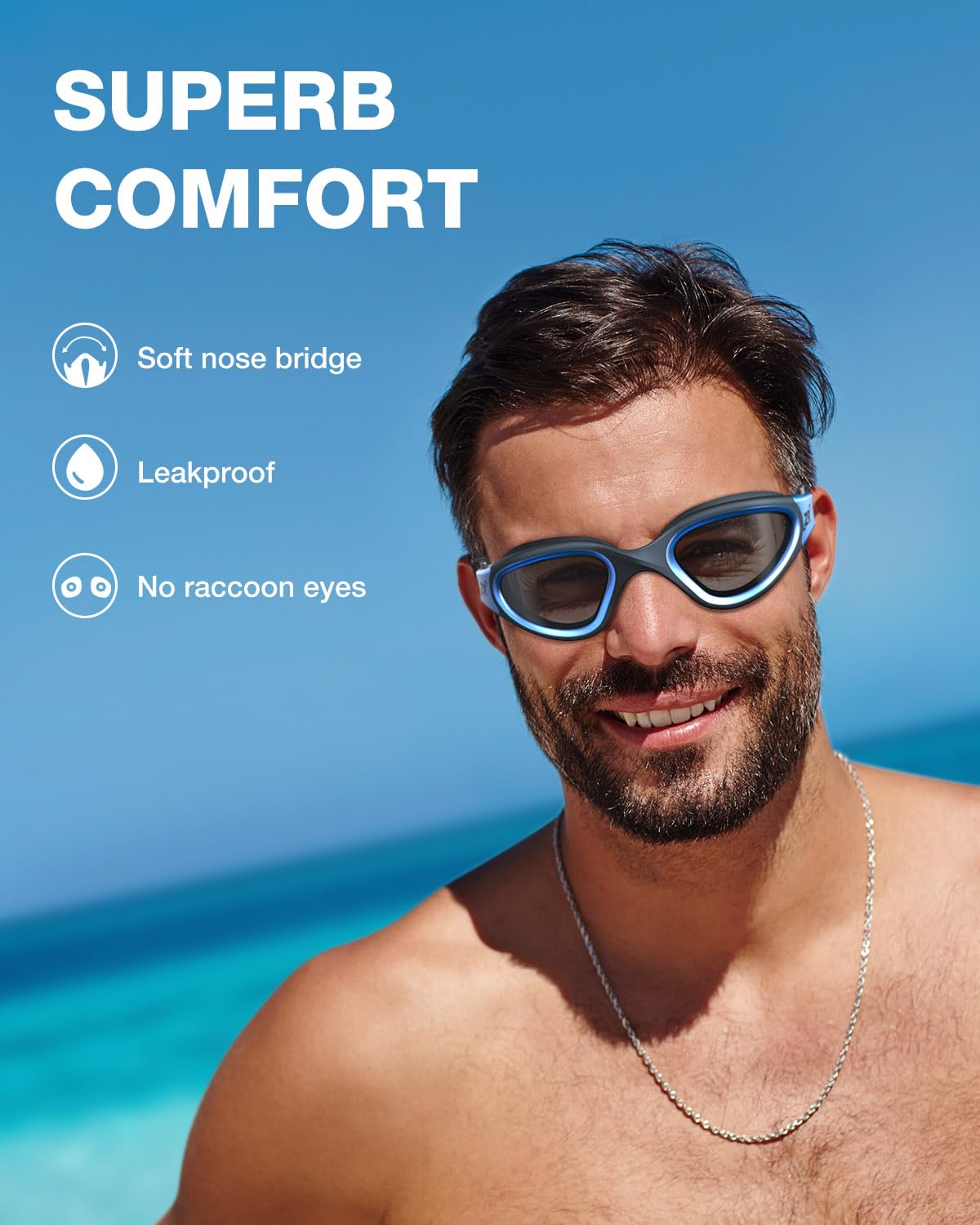 ZIONOR Swim Goggles, G1 MAX Super Anti-fog Polarized Swimming Goggles for Men Women Adult, UV Protection Leakproof Easy Adjustable Strap for Indoor Outdoor Swimming (Polarized + Bright Smoke)