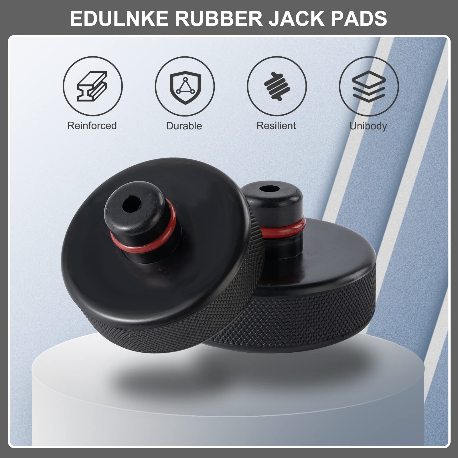 Edulnke Lifting Jack Pads Compatible with Tesla Model 3/S/X/Y, Upgrade Sturdy Rubber Lift Jack Pucks, 2016-2023 Jack Pad with Protective Ring, Floor Jack Adapters Protects Battery & Chassis