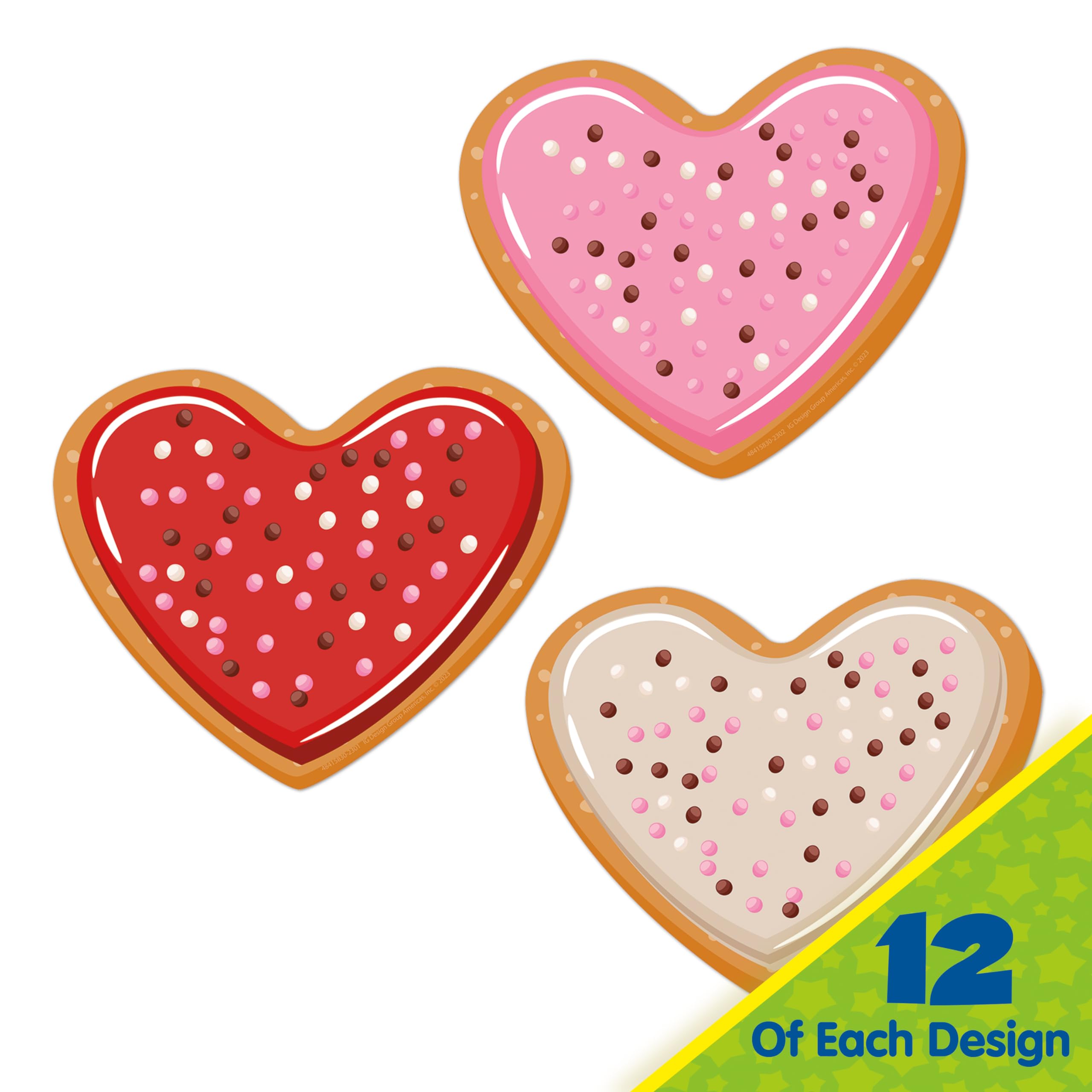 Eureka Valentine's Day Cookies Paper Cut-Out Classroom Decorations for Teachers, 36 Pieces