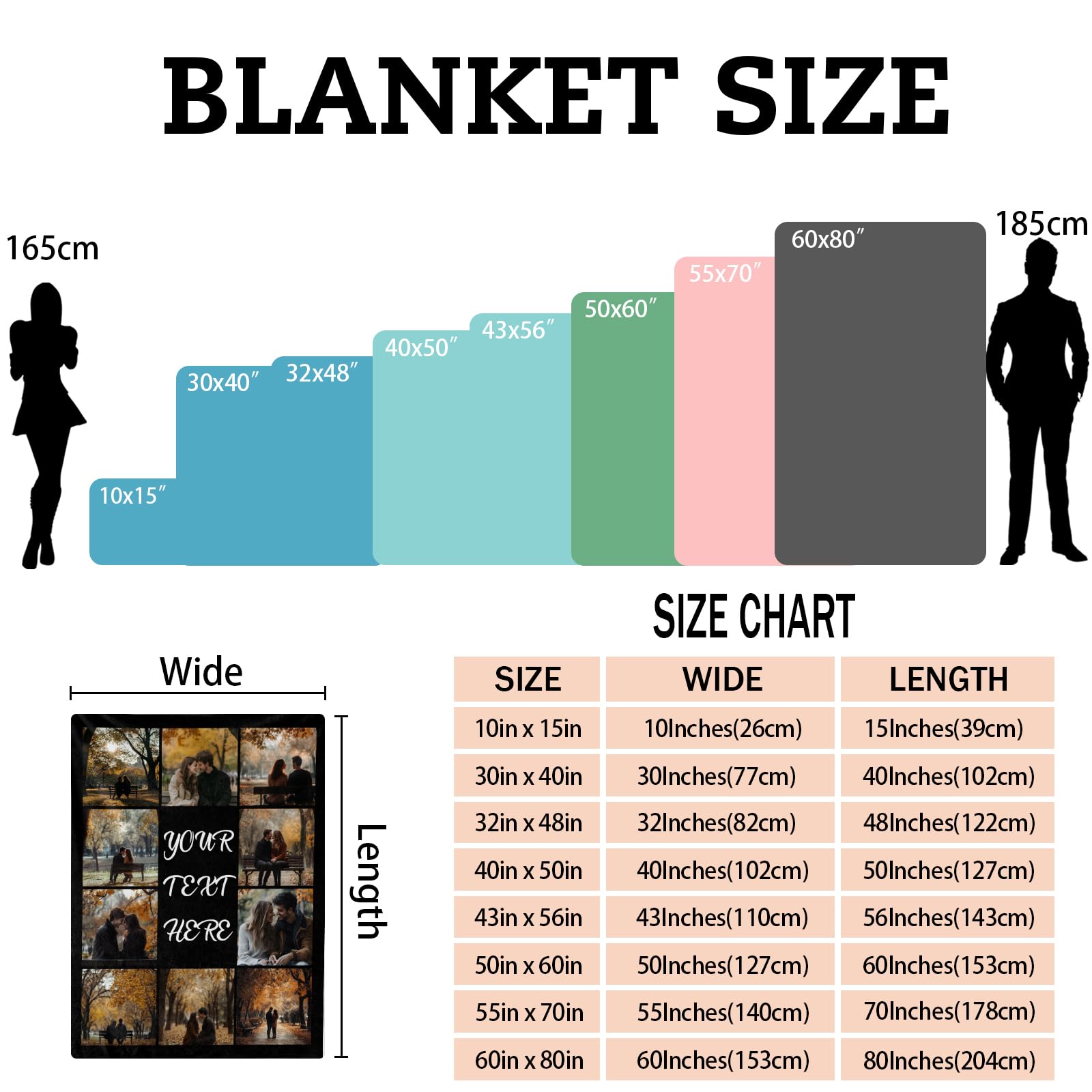 Custom Blanket with Picture Text Personalized Photo Blanket Customized Blanket for Christmas Valentine's Day Birthday Gifts Customized Gifts for Mom Dad Couple Girlfriend Boyfriend Wife Husband