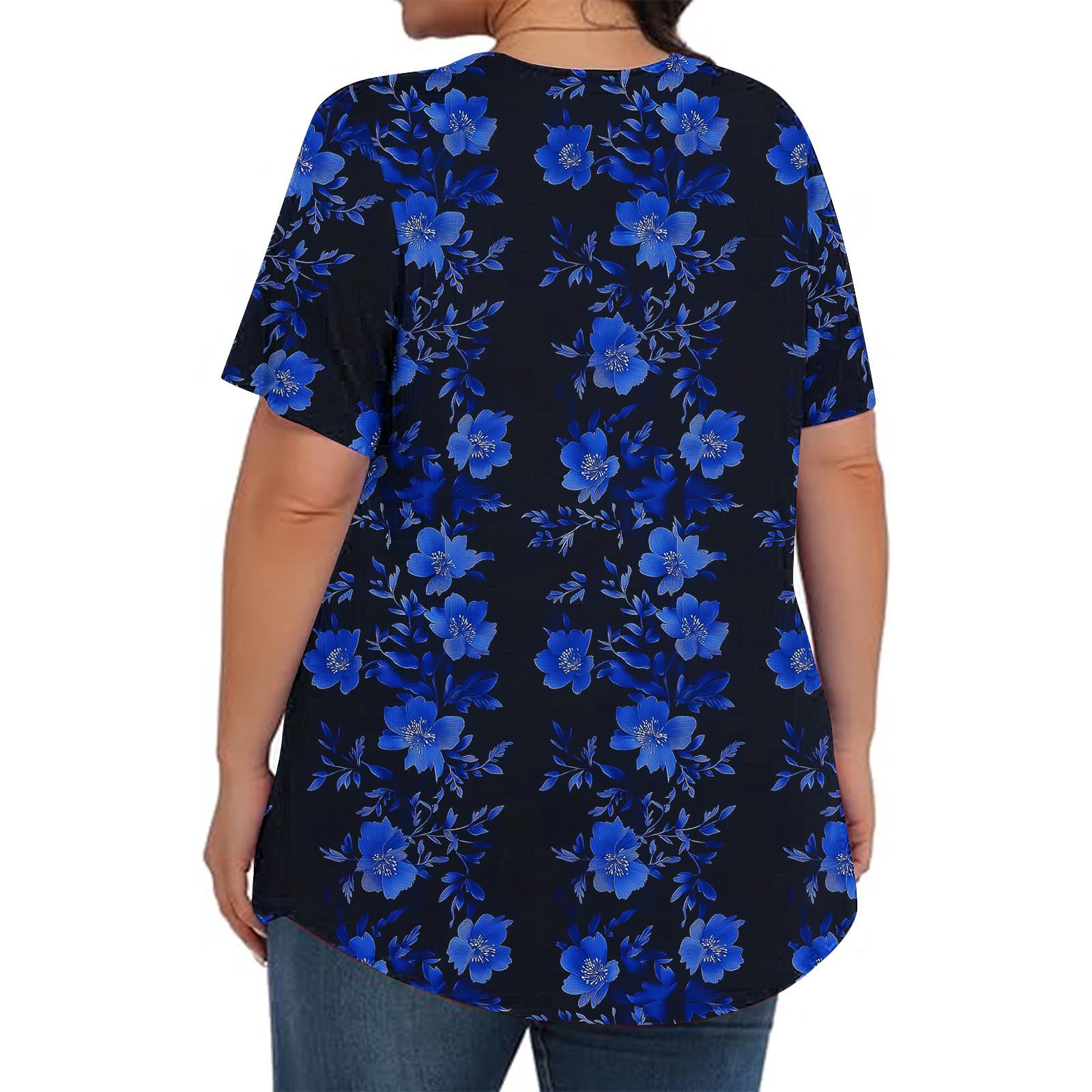 Plus Size Tops Plus Size Tops for Women Relaxed Fitted Short Sleeve Crewneck Shirts Floral Print Vacation Summer Clothes 2025