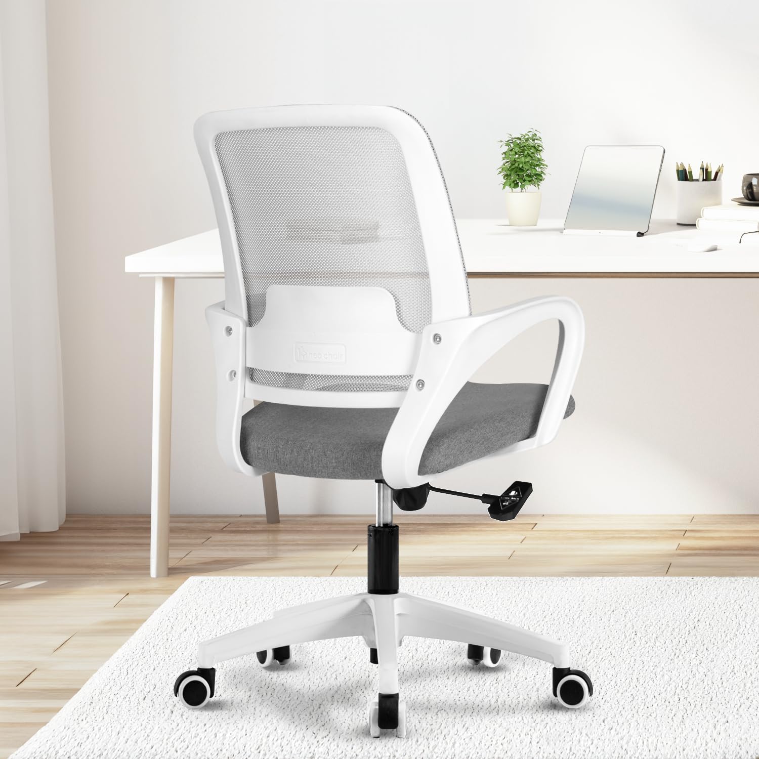 NEO CHAIR Office Chair Ergonomic Desk Chair Mesh Computer Chair Lumbar Support Modern Executive Adjustable Rolling Swivel Chair Comfortable Mid Black Task Home Office Chair (Grey)