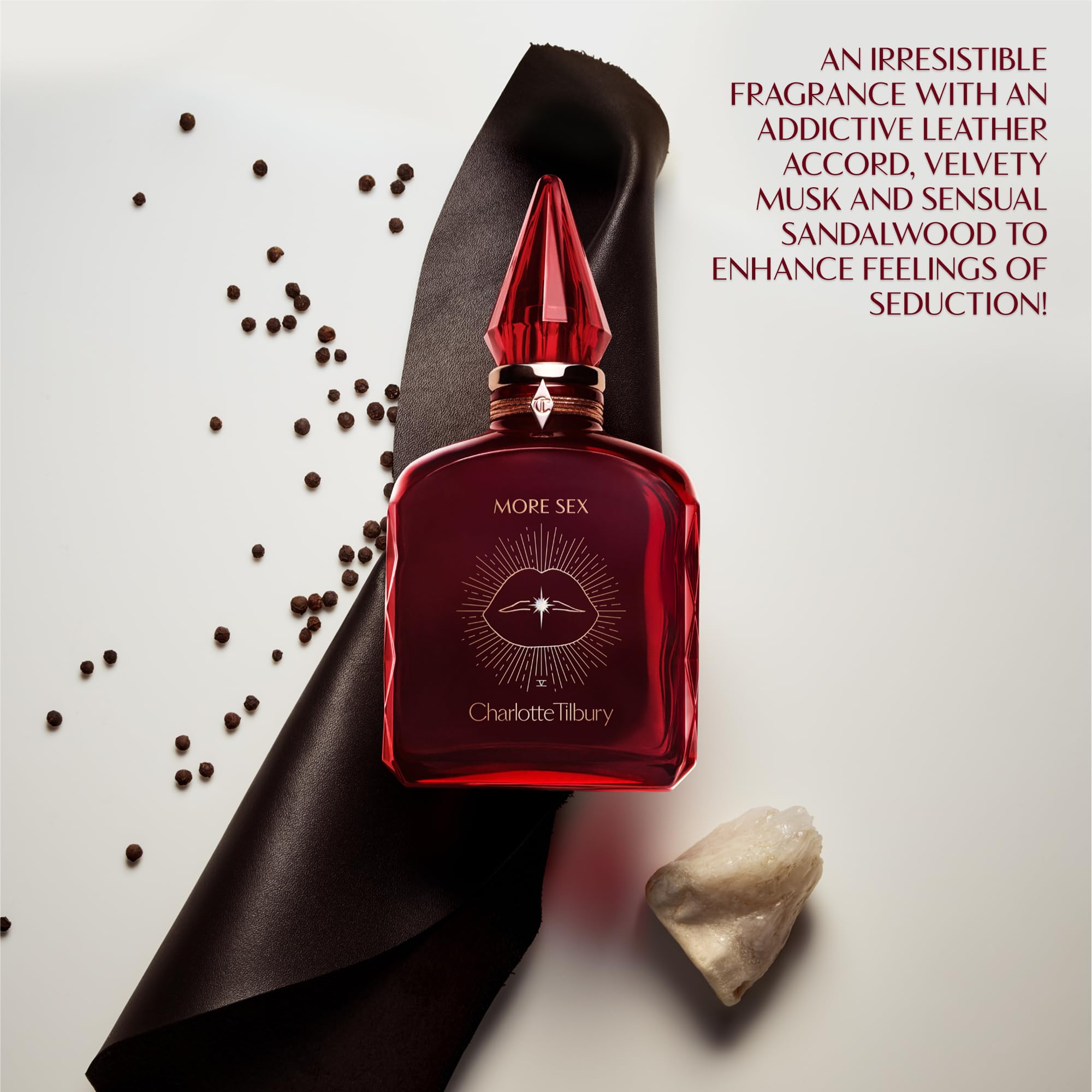 Charlotte Tilbury More Sex Eau De Parfum - Emotion-Boosting Sandalwood Perfume Enriched with Naturally-Derived Oils - Long-Lasting Scent with Notes of Black Pepper, Velvety Musk & Ambery Wood (10ml)