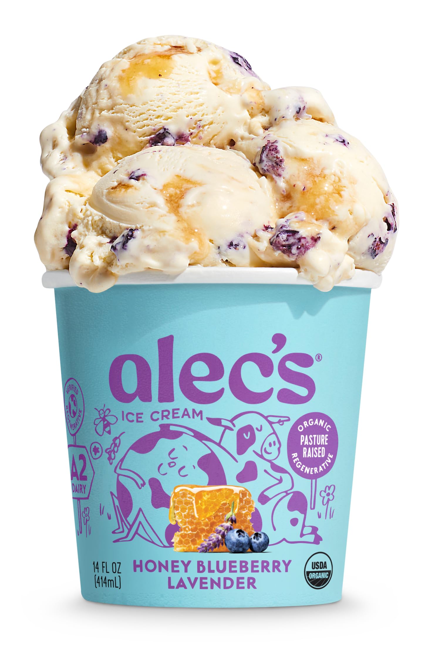 Alec's Honey Blueberry Lavender Organic Ice Cream