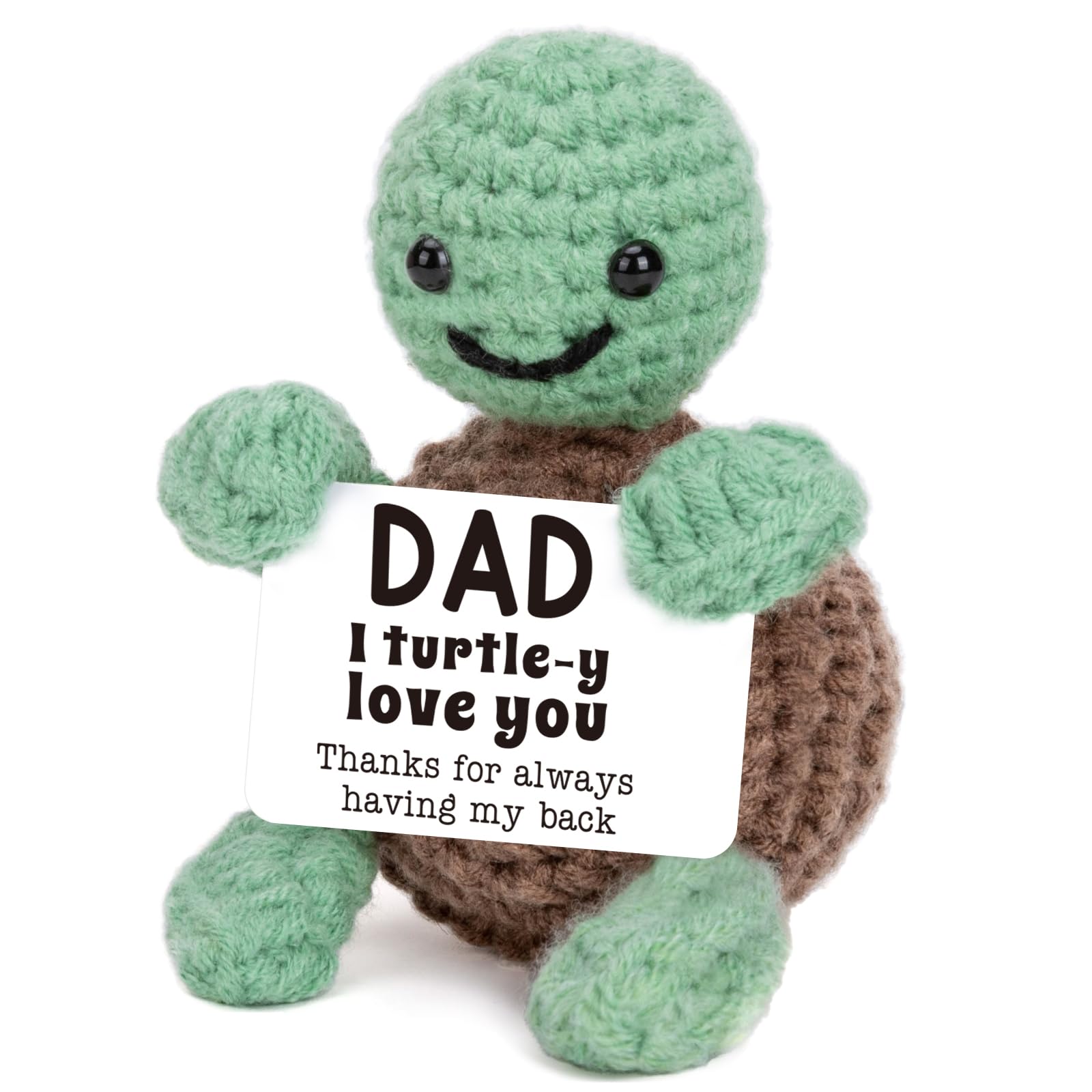 Mini Funny Turtle Valentines Day Gifts for Dad Birthday Gifts from Daughter Son, Father Daddy Gifts I Love You Dad Presents, Small Cute Dad Stuff Things, Handmade Emotional Positive Crochet Turtle