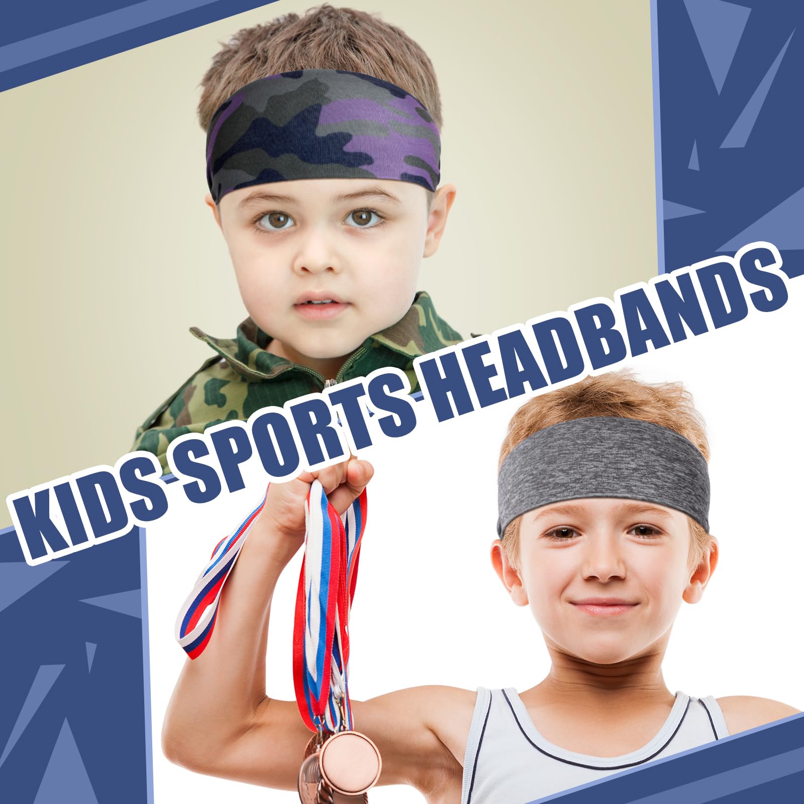 Sratte 10 PCS Sweatbands for Kids Soccer Headbands Boys Sports Kids Sweatbands Breathable Sweat Wicking Headband for Youth Basketball, Football, Baseball, Running