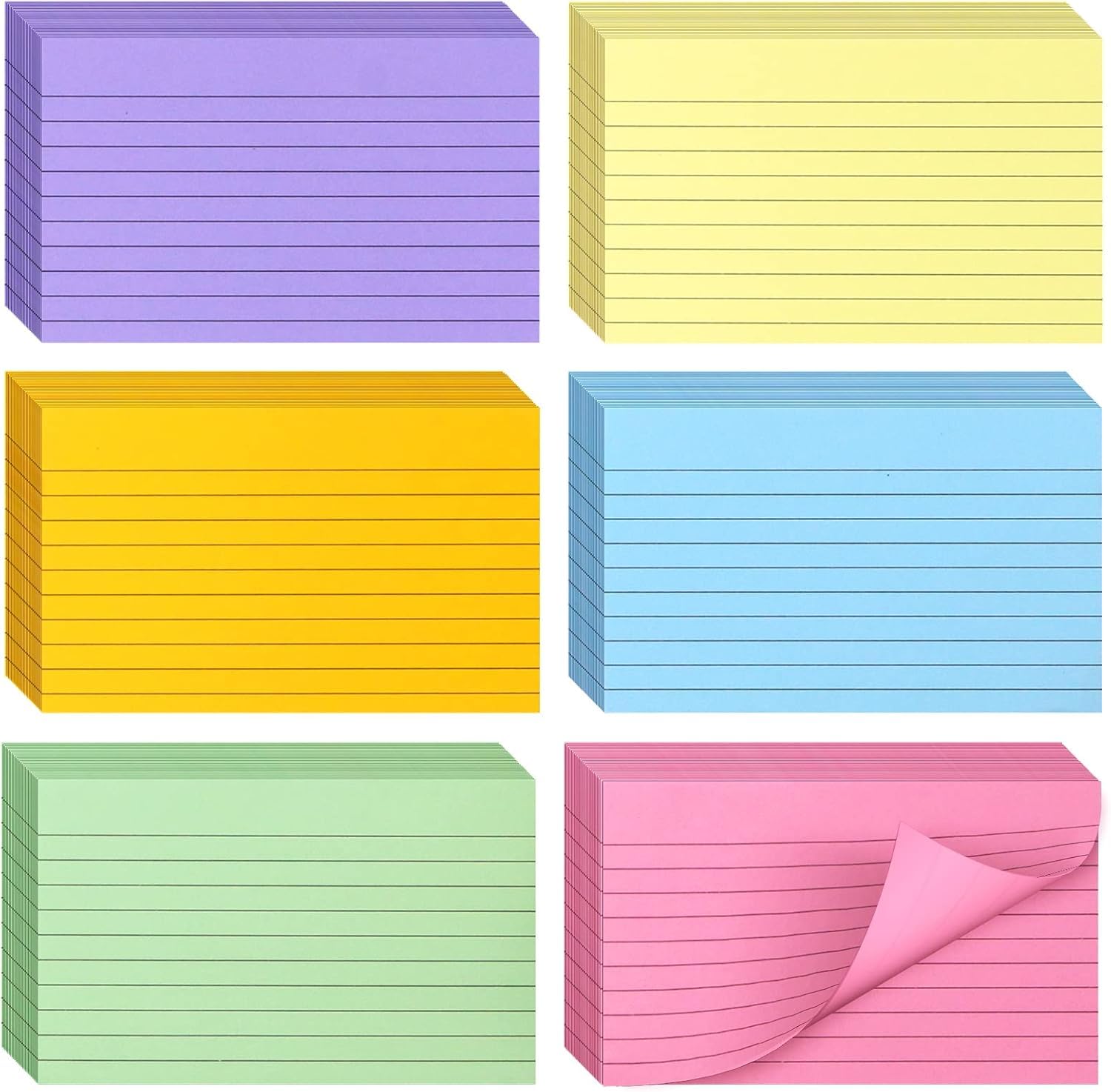 Bignc Index Cards Colored Notecards, 3 X 5 Inch Ruled Color Note Cards for School, Home & Office, Multi Colors Flashcards, Colorful Notecards,Pink Index Card Ruled, Purple Lined Flash Cards (600)