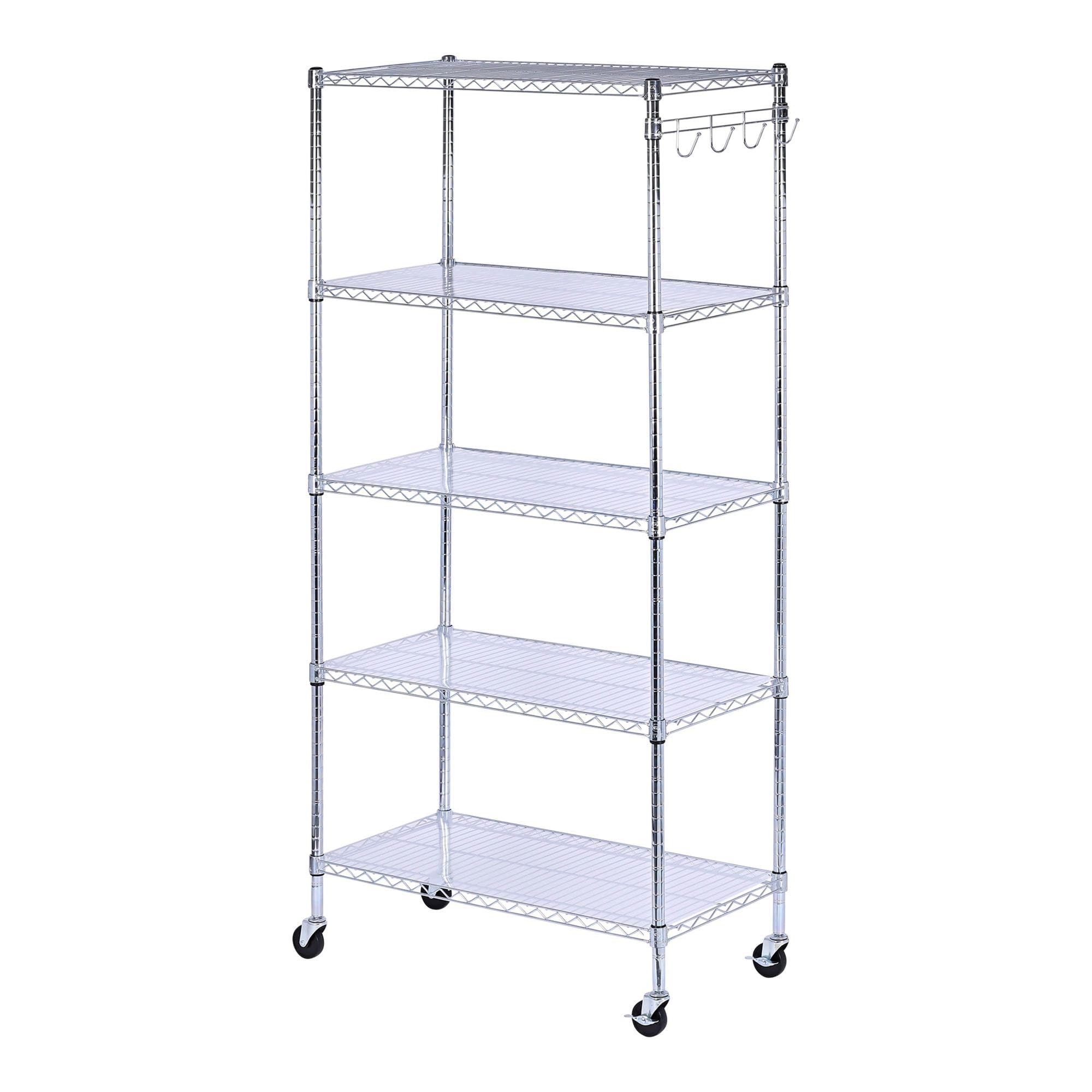 Alera SW653618SR 36 in. x 18 in. x 72 in. Five-Shelf Wire Shelving Kit with Casters and Shelf Liners - Silver