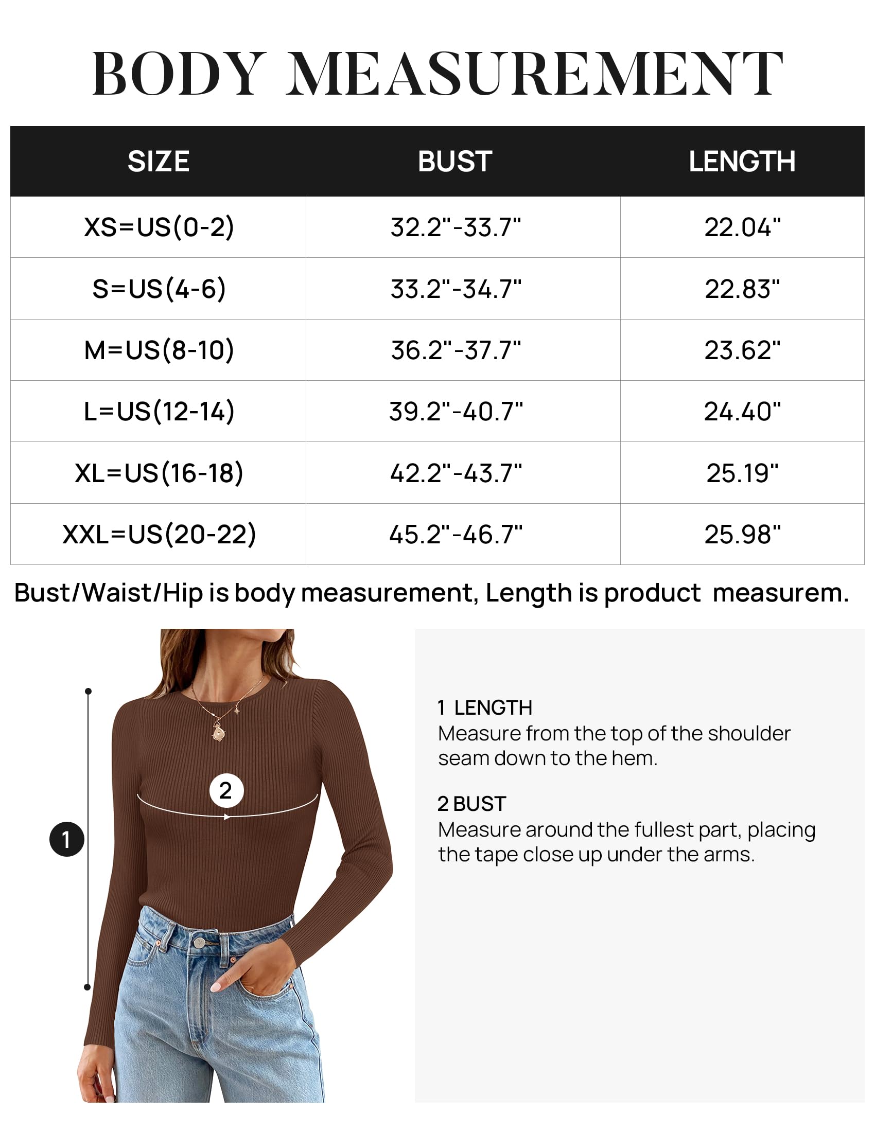 ZESICA Women's Long Sleeve Crewneck Shirts Spring Knit Sweater Slim Fitted Casual Basic Tee Tops,Coffee,Small