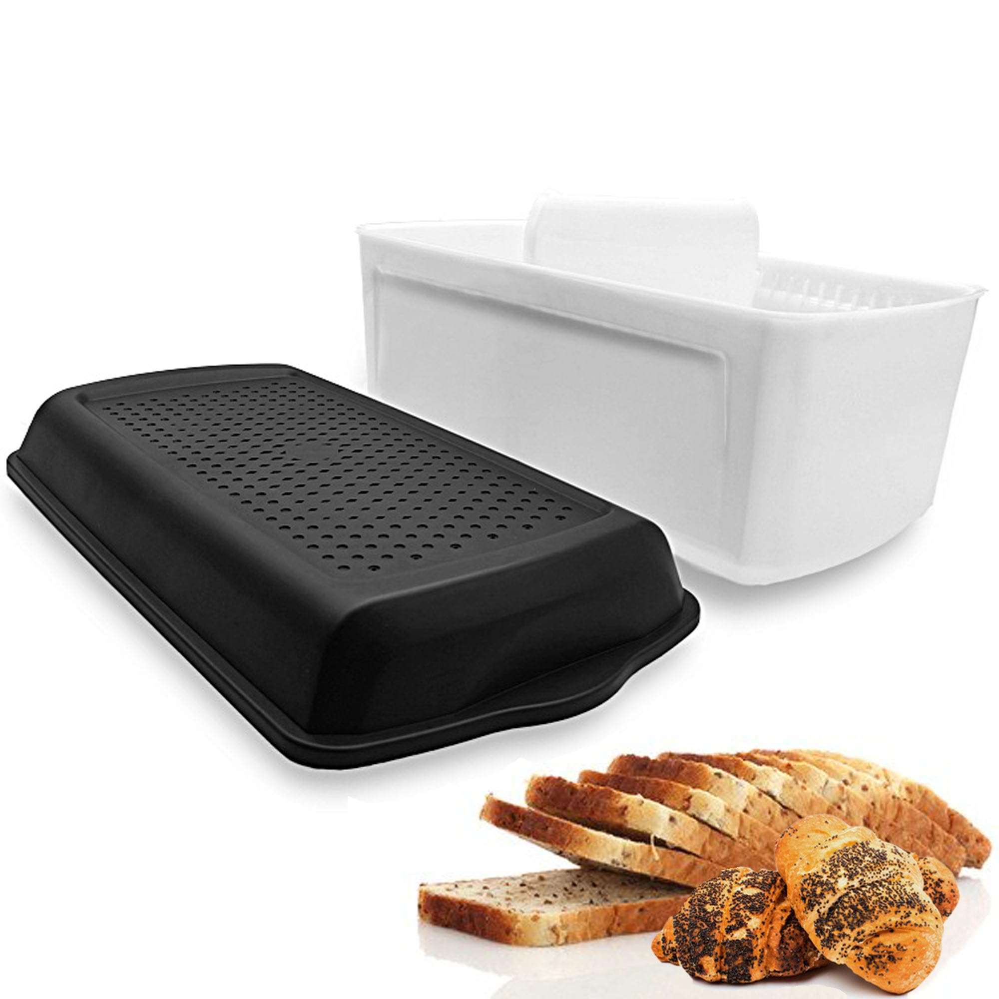 UGpine Bread Storage Box Large Capacity Bread Storage Container With Airtight Lid Household Dustproof Breathable Toast Pastry Sandwich Bagel Crisper with Holes