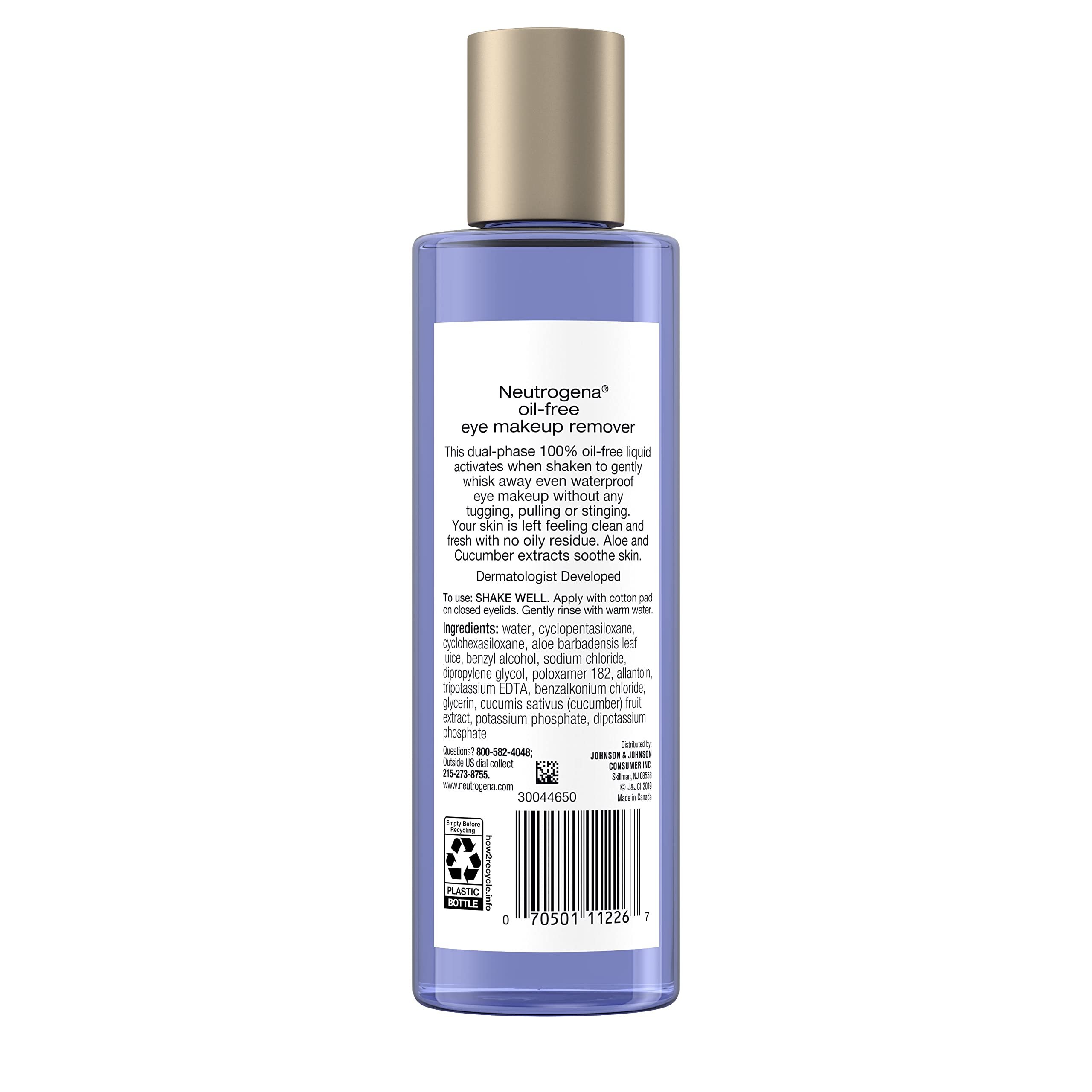 Neutrogena Gentle Oil-Free Eye Makeup Remover & Cleanser for Sensitive Eyes, Non-Greasy Makeup Remover, Waterproof Mascara Remover, Dermatologist & Ophthalmologist Tested, 8 fl. oz