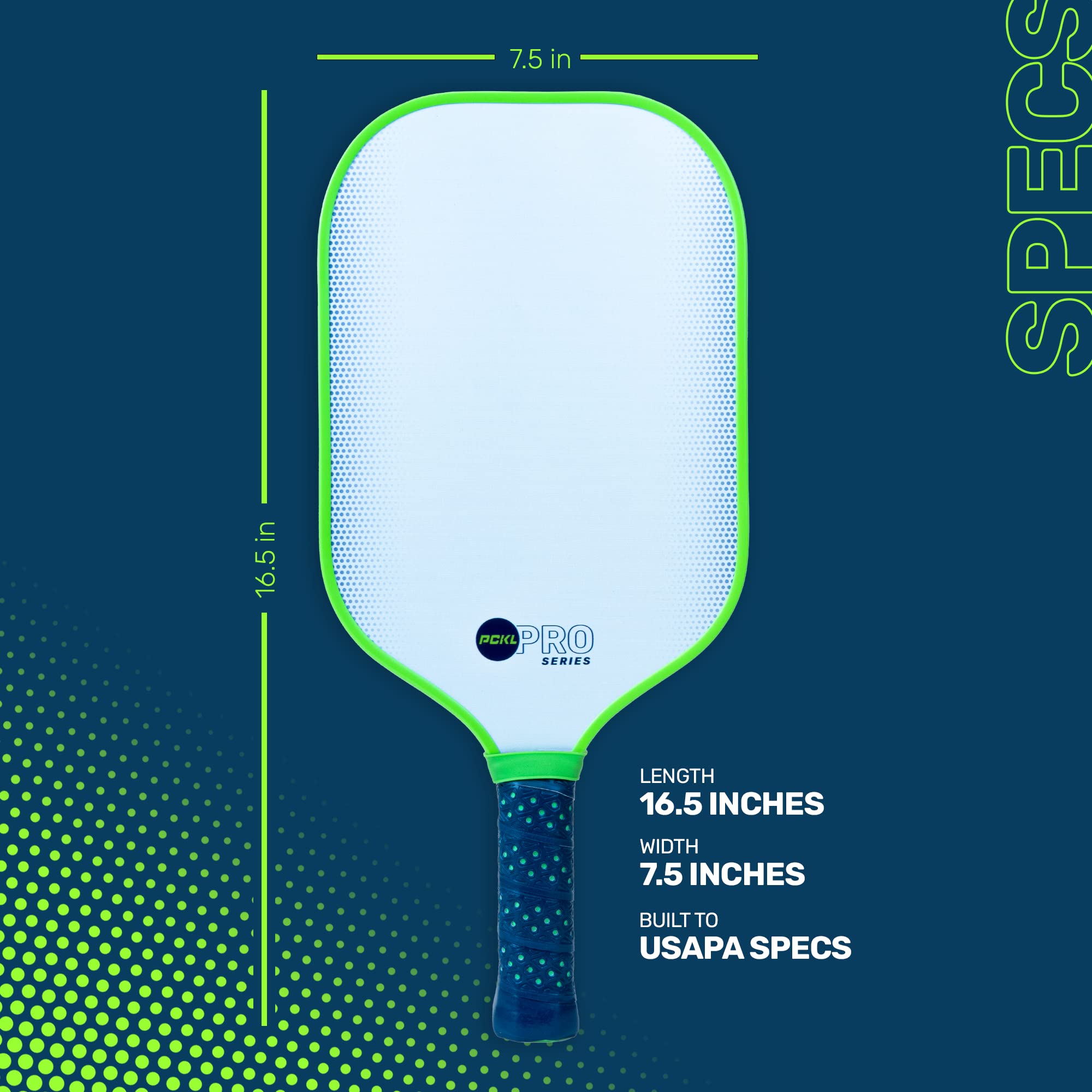 PCKL Pickleball Paddle Pro Series and Power Series | USA Pickleball Approved | Graphite Carbon Face | Edgeless Design | Choose Blue or White Pickleball Paddle