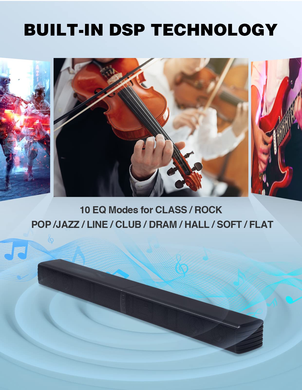 Puxinat 2 in 1 Separable Sound Bars for TV, 2.2 Channel 32Inch Bluetooth 5.0 TV Speaker for Surround Sound System, Built-in Dual Subwoofer, Bass Adjustable, Remote Control Included (2.2CH Sound Bar)