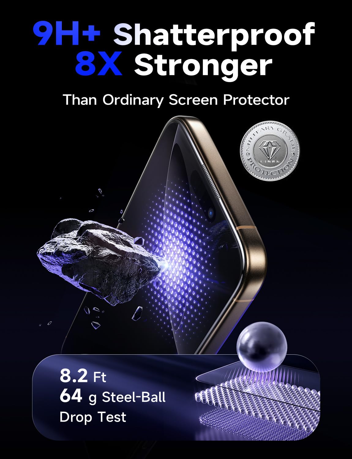 LISEN 2 Pack [Top 9H+ Hardness] Glass for iPhone 16 Pro Max Screen Protector, Military Grade Shatterproof 8K HD Auto Dust-Elimination Bubble Free Tempered Glass with Ultra Fit Tray