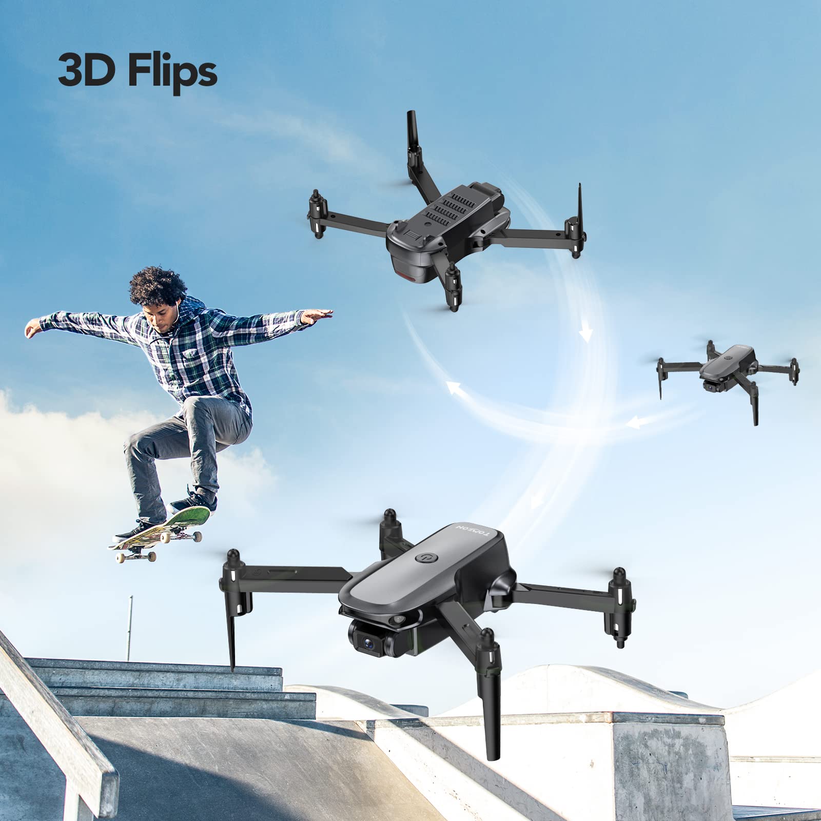 Tomzon D15 Mini Drone with Camera for Kids and Adults Beginners, FPV 1080P Foldable Quadcopter with Trajectory Flight, 3D Flip, Gravity Control, Gesture Control, 2 Batteries with Carrying Case