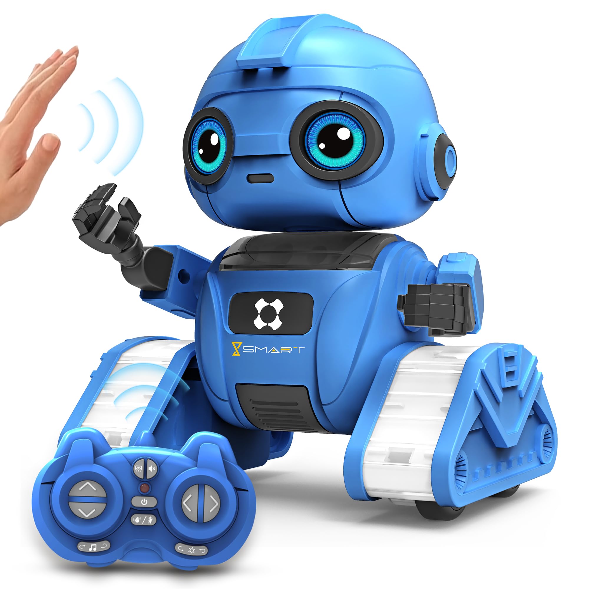 Robot Toys for Boys and Girls, Rechargeable Remote Control Robot with Auto-Demonstration, Light Projection, Dance Moves, Music, and Gesture Sensing –Toy Robot Gifts for 3,4,5,6 Year old Boys (Blue)