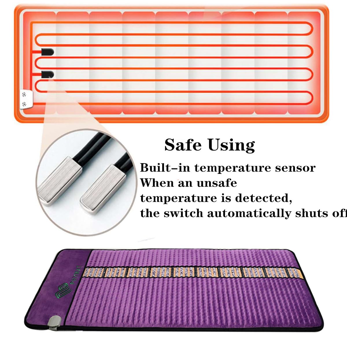 PHYMAT Far Infrared Heating Pad for Back,Full Body Amethyst Heating Pad,Gemstone Amethyst Obsidian Crystal Mat,Enhanced Reki, Yoga and Meditation Bio Mats(59x24inch)